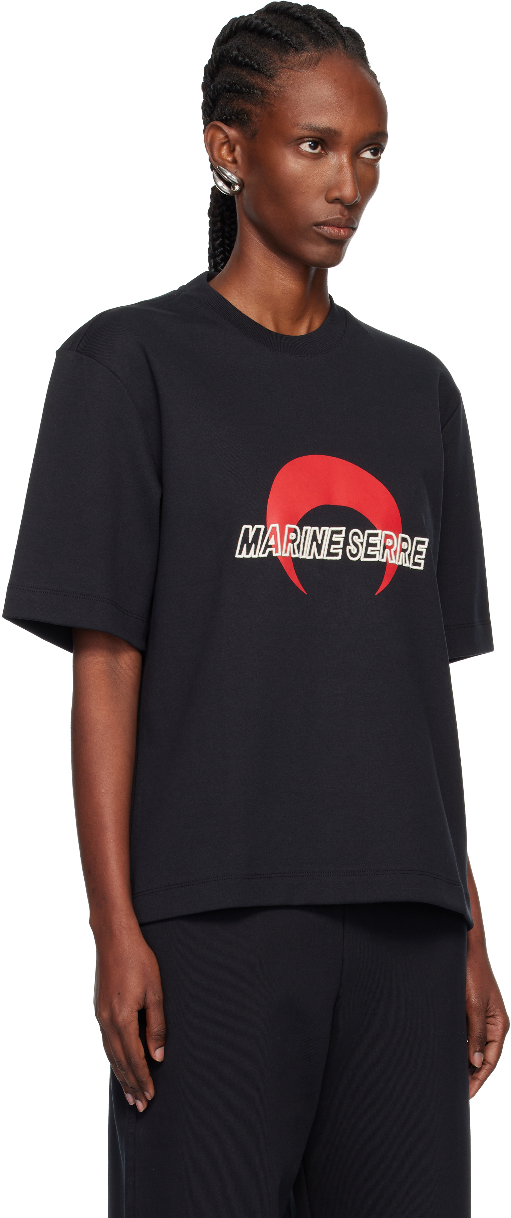 Marine Serre Classic Black T-shirts And Polos With Minimalist Design