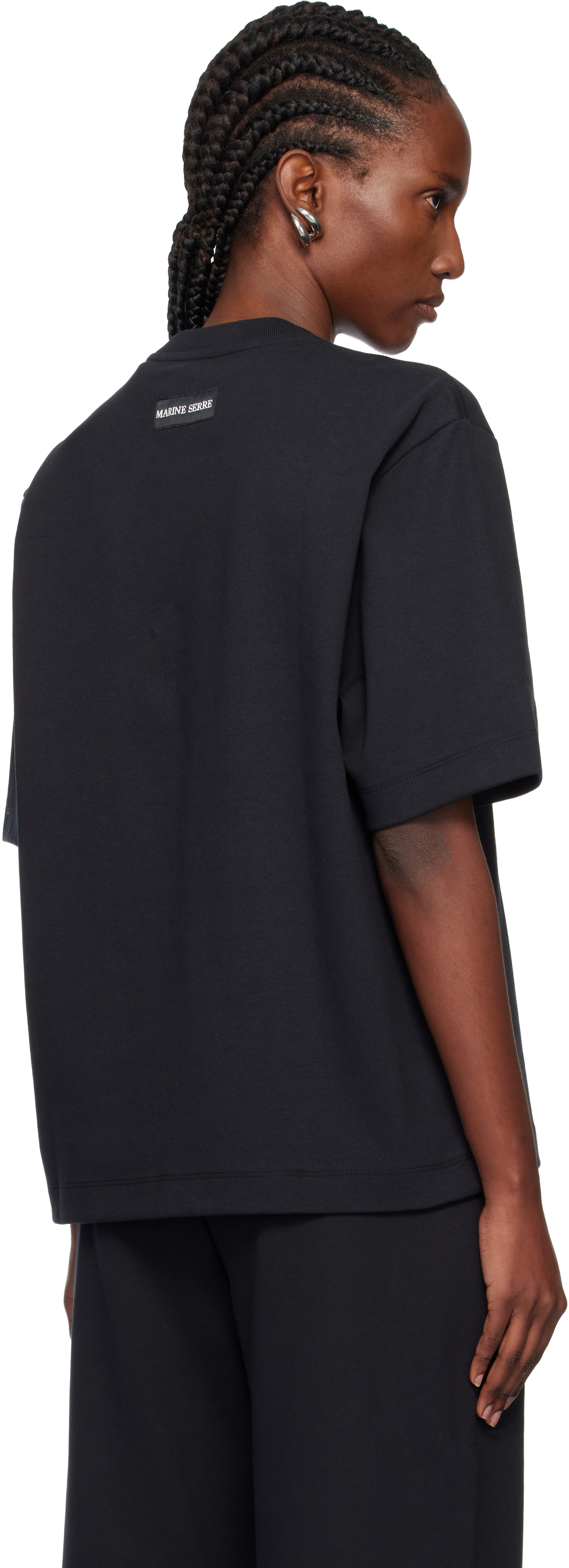 Marine Serre Classic Black T-shirts And Polos With Minimalist Design