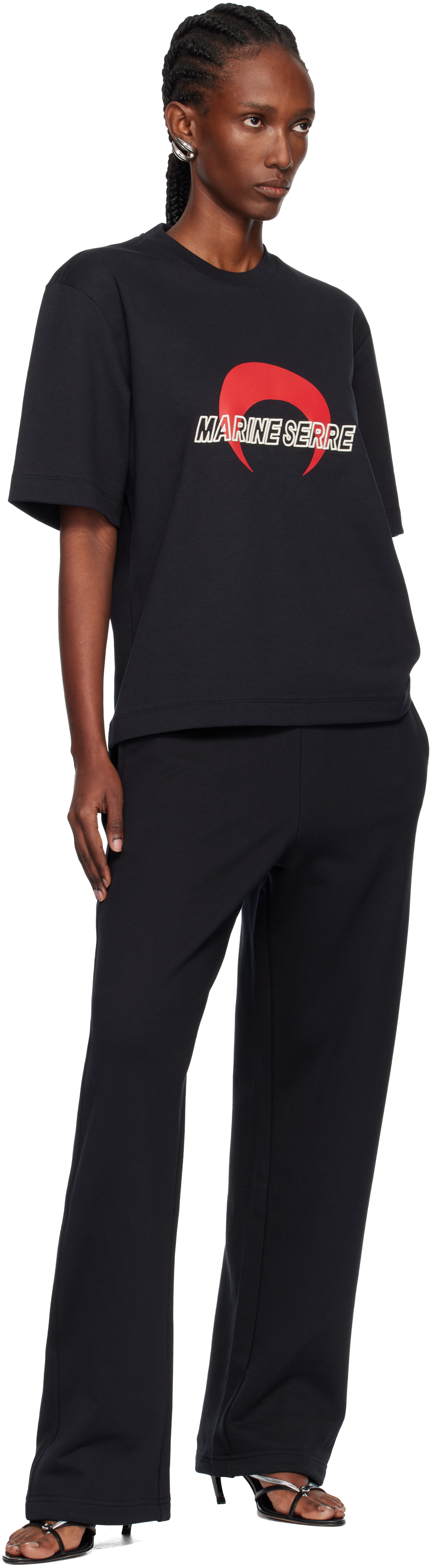 Marine Serre Classic Black T-shirts And Polos With Minimalist Design