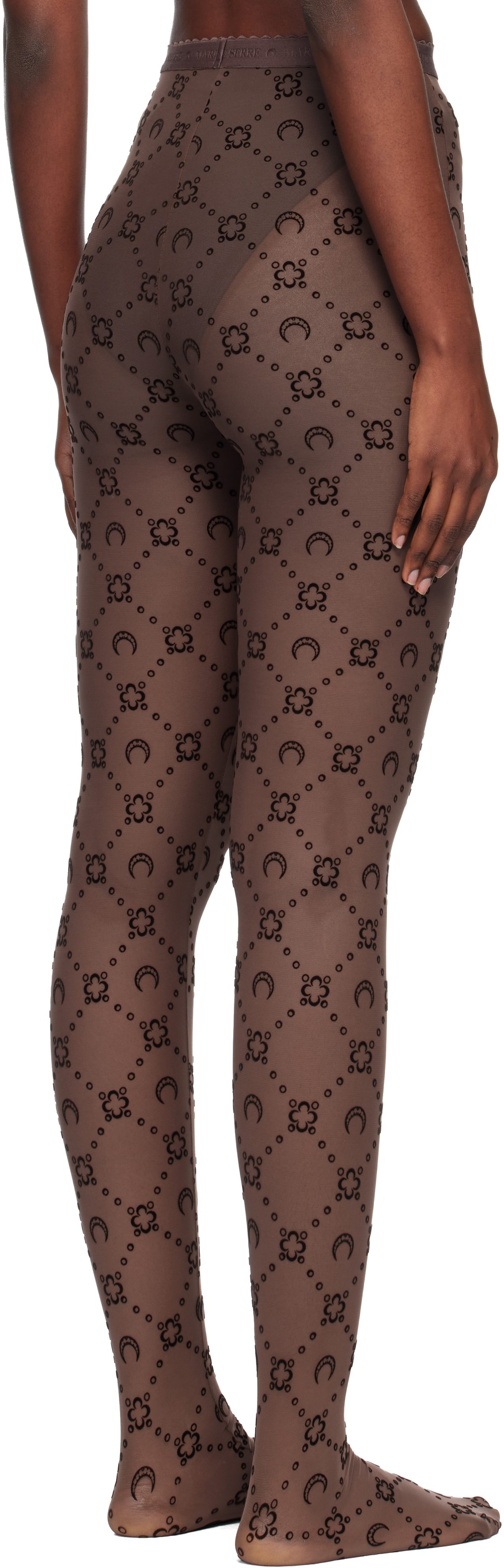 Marine Serre Ssense Exclusive Brown Recycled Mesh Flock Tights In Brown