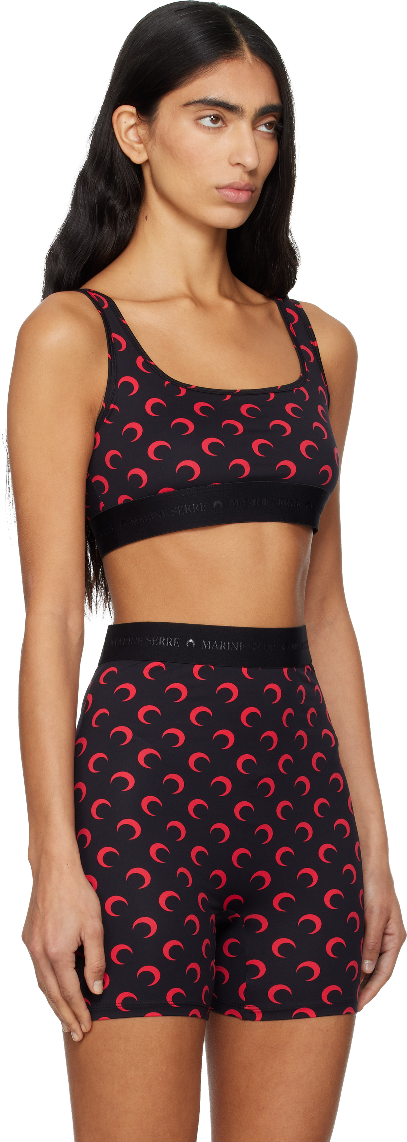 Marine Serre Ssense Exclusive Black Recycled Moon Jersey Sport Bra