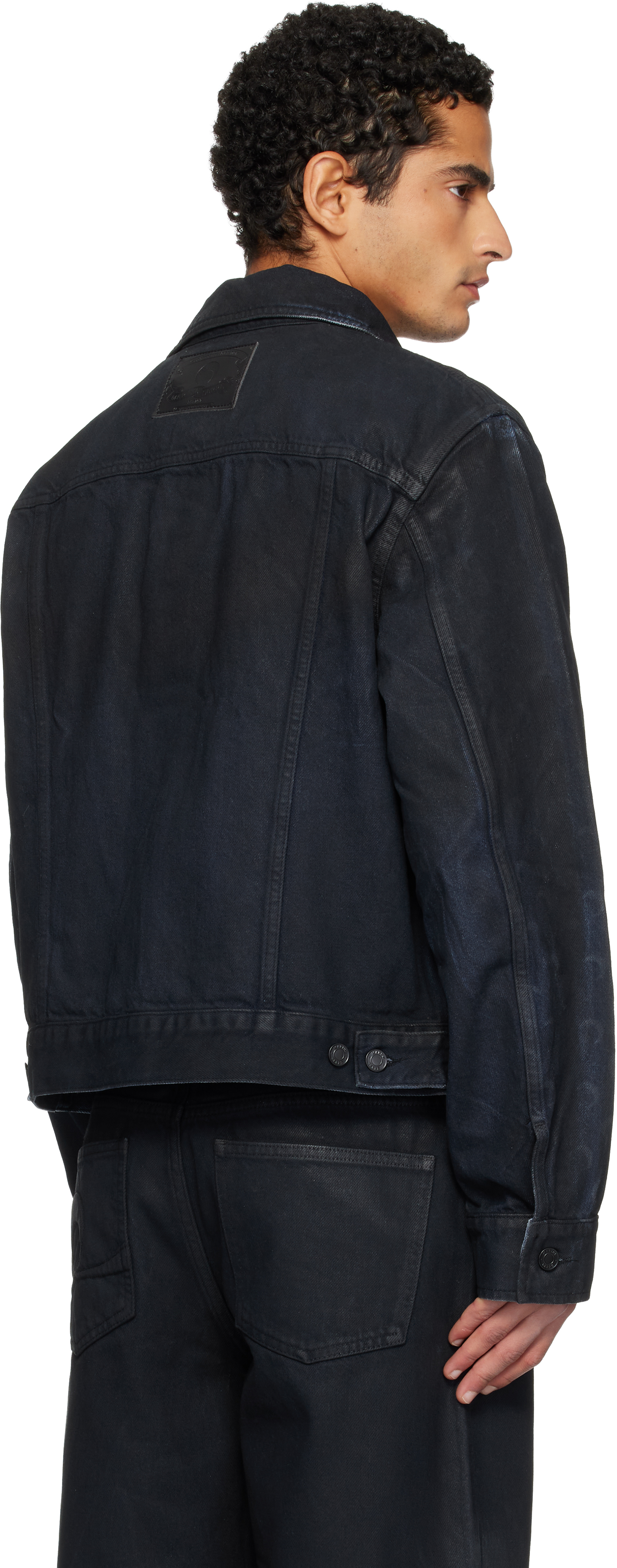 Marine Serre Moon Waxed Denim Jacket In Black