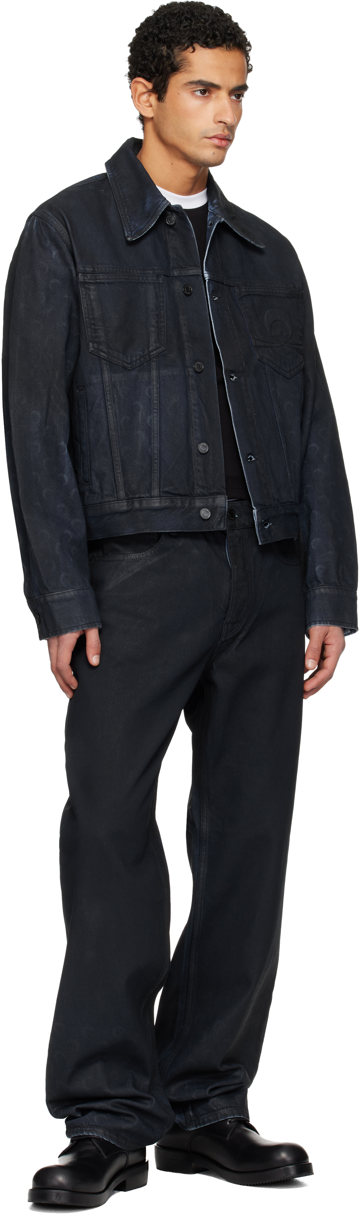 Marine Serre Moon Waxed Denim Jacket In Black
