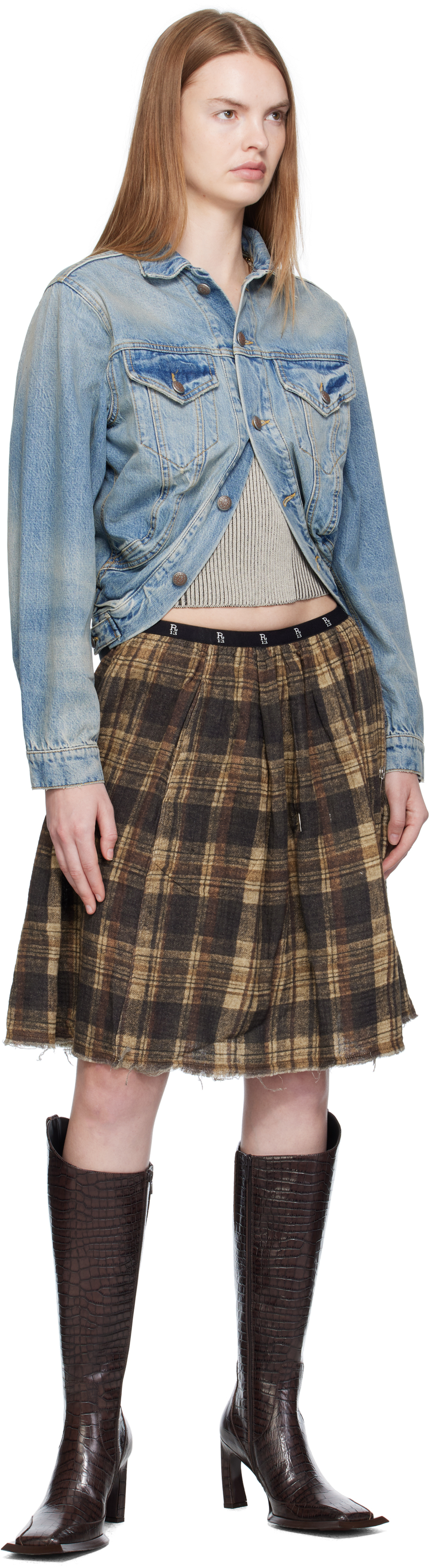 R13 Blue Wrap Around Denim Trucker Jacket In Blue