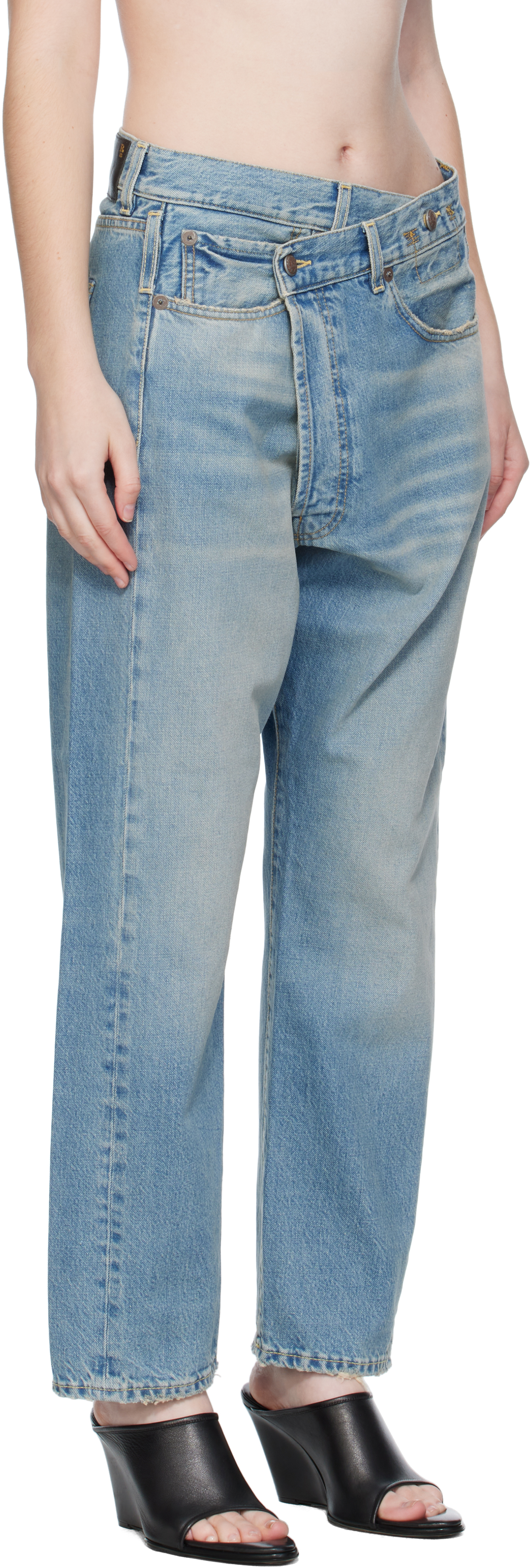 R13 Blue Crossover Jeans In Blue