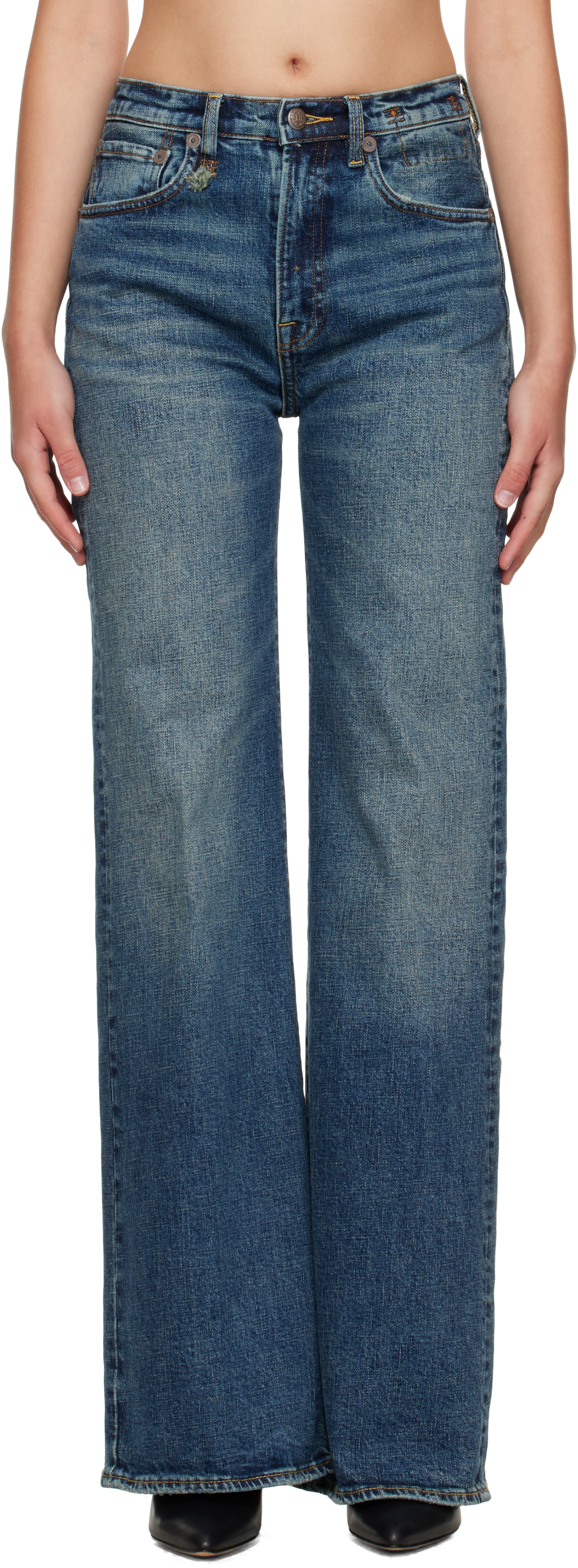 デニム・ジーパン R13 Woman Jeans Blue R13W2048C 735 R13: Blue Flared Jeans | SSENSE Canada
