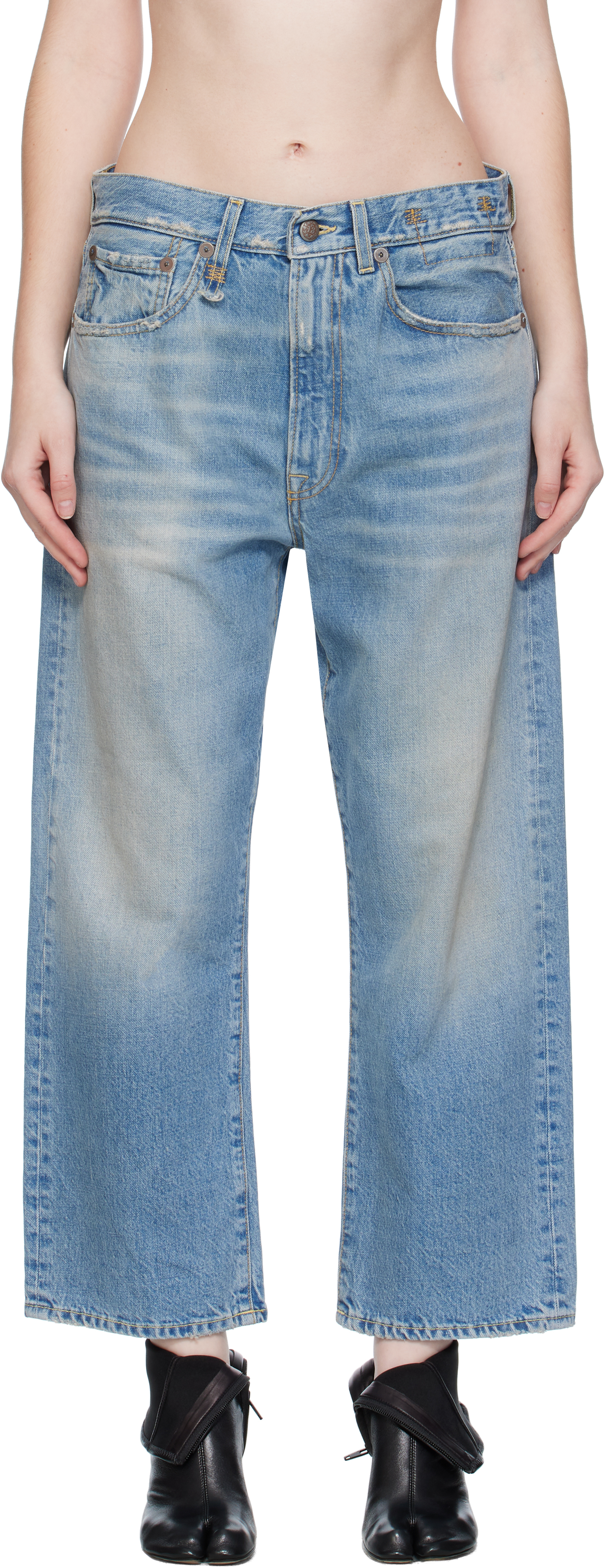 R13 Blue Crossover Jeans In Blue