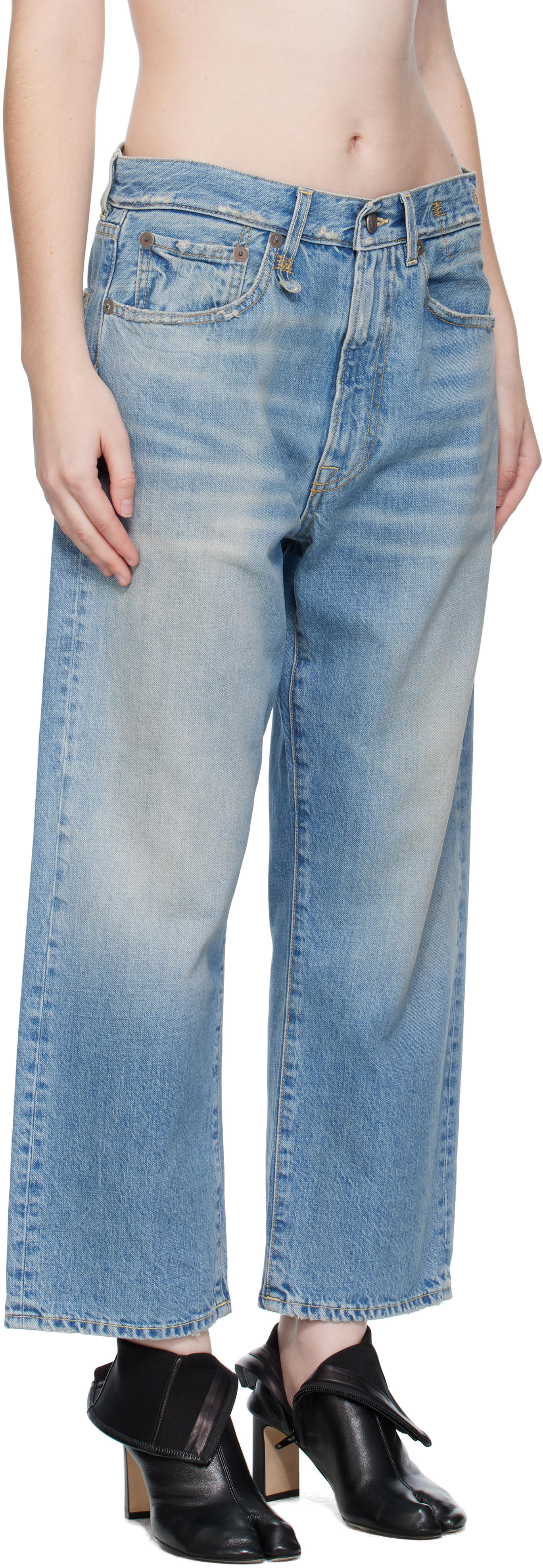 R13 Blue Crossover Jeans In Blue