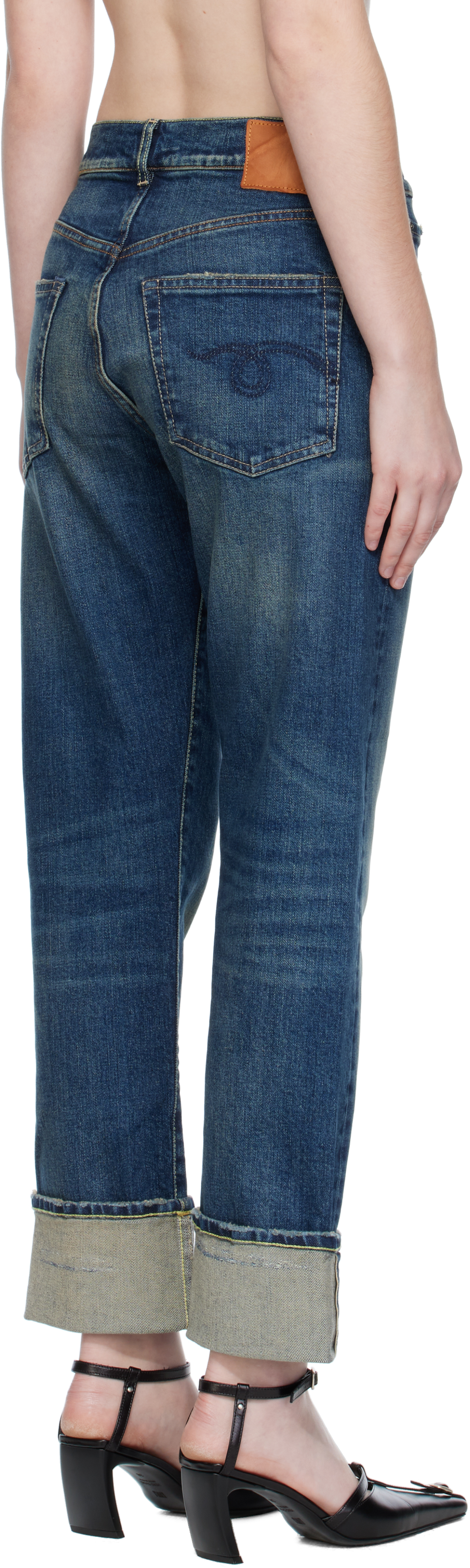 R13 Cuffed Romeo Jeans In Blue