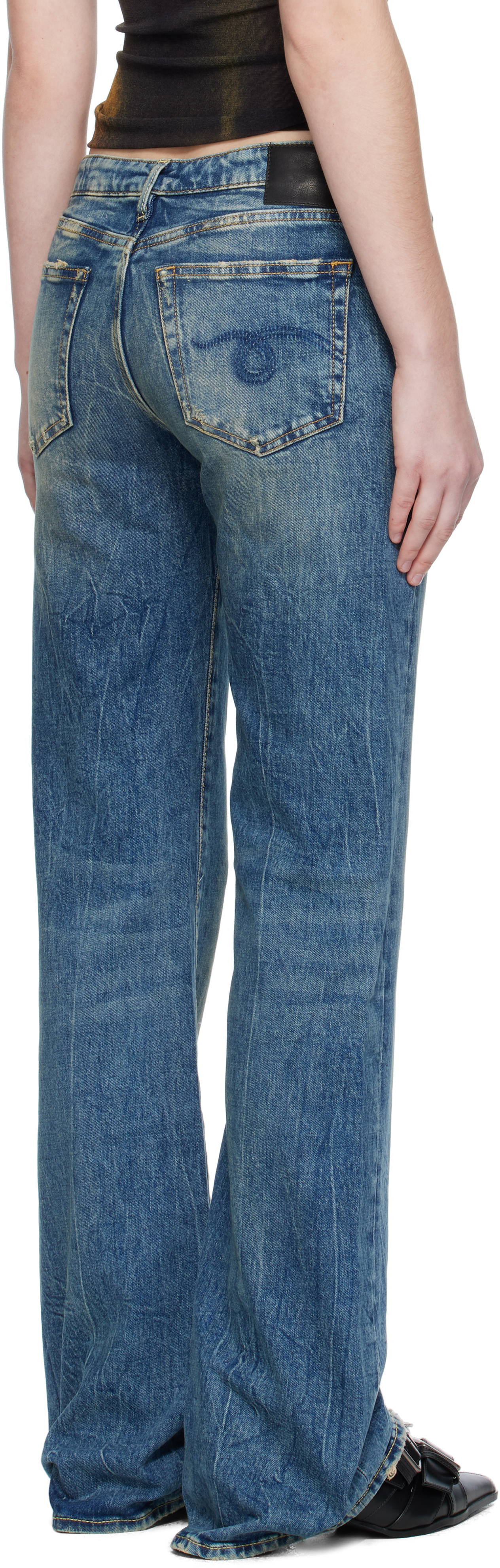 R13 Blue Boy Flare Jeans In Blue