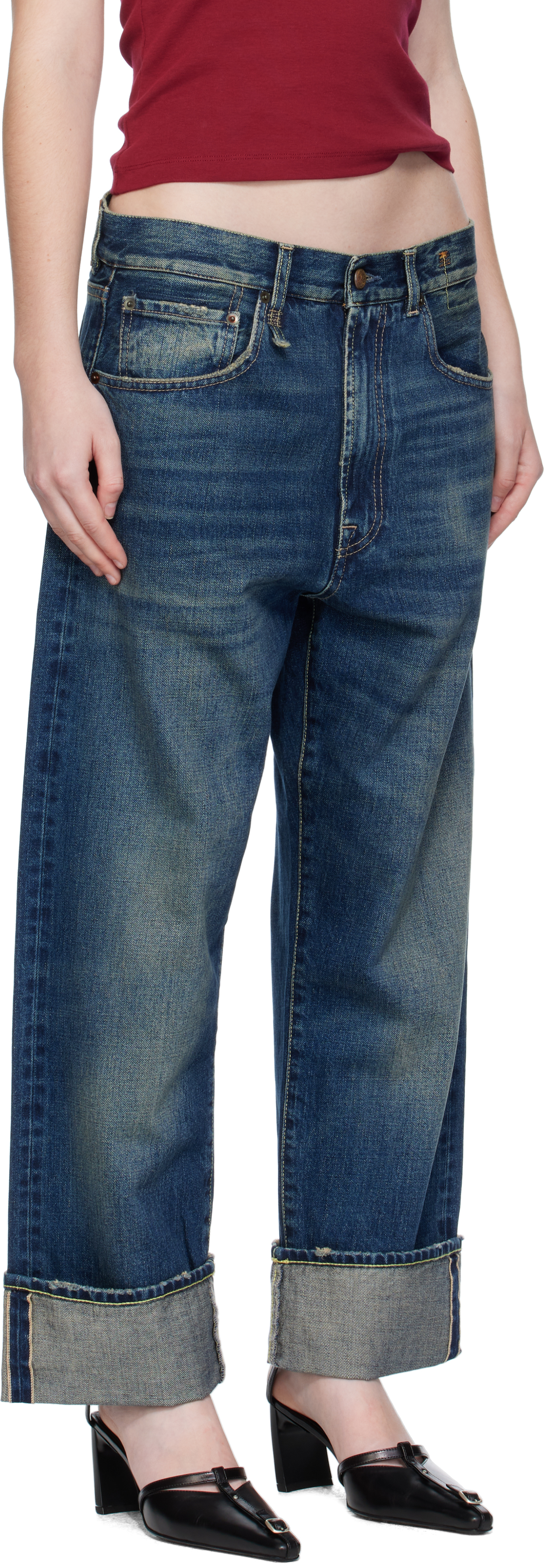 R13 Cuffed Romeo Jeans In Blue