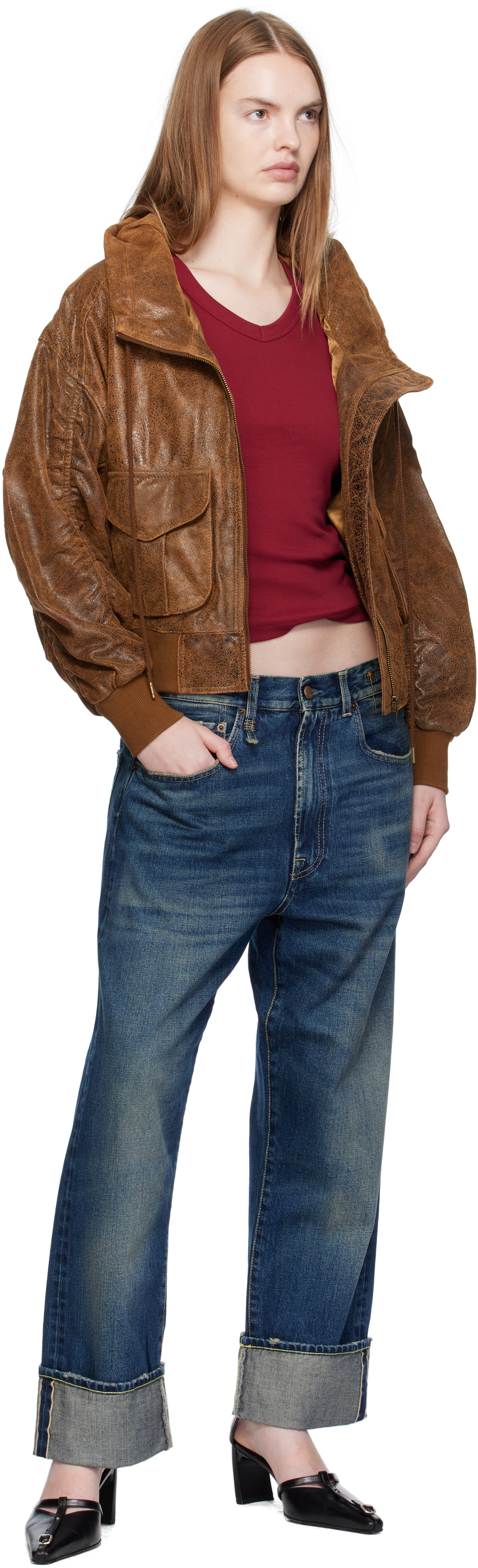 R13 Cuffed Romeo Jeans In Blue