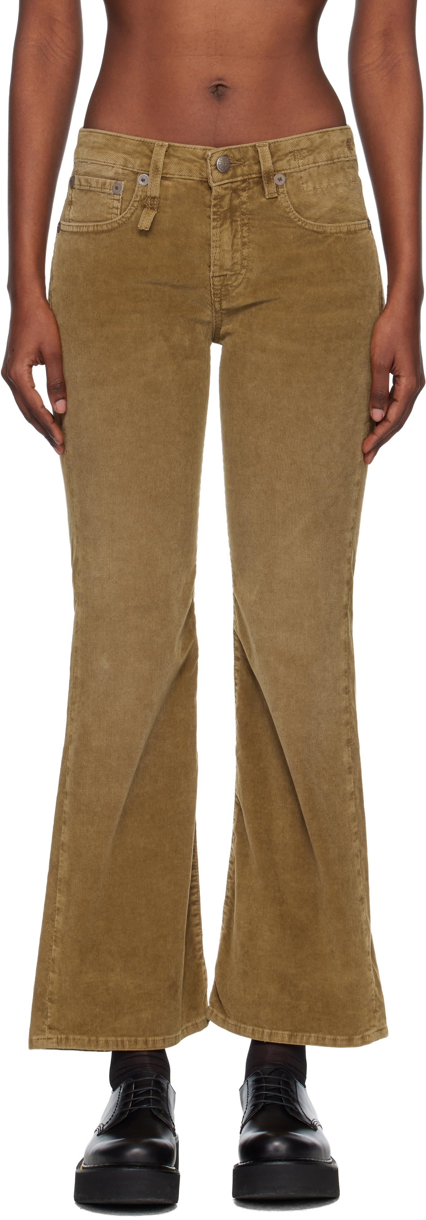 R13 Khaki Joan Kick Flare Jeans