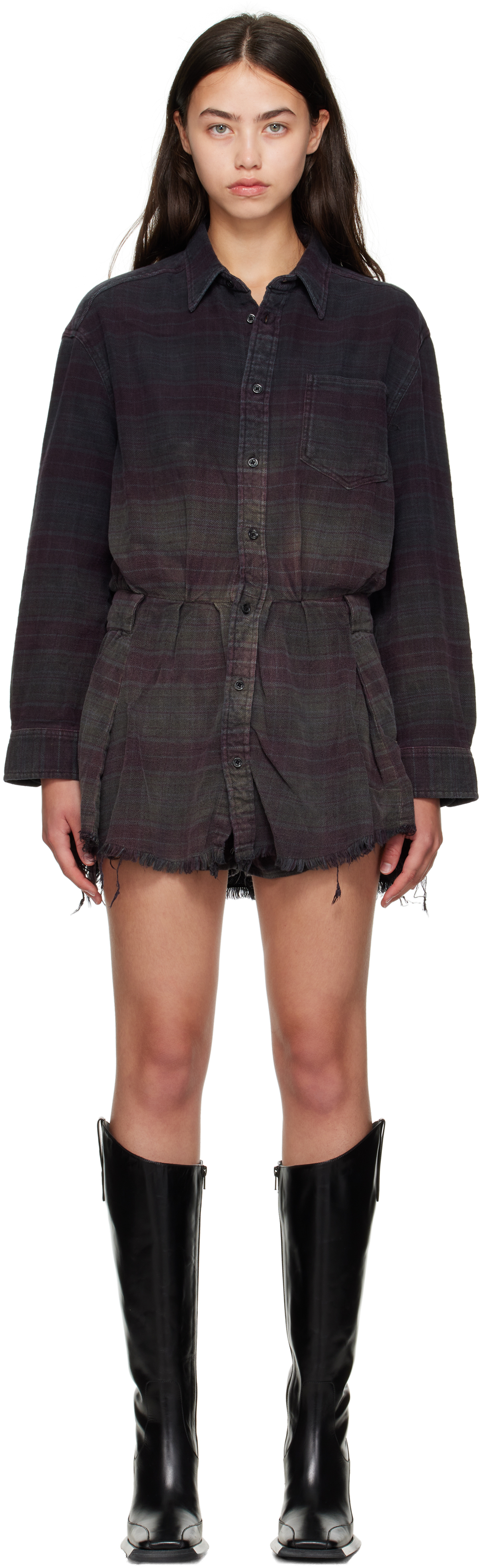 open lace back dress R13 // Red & Multi Plaid Oversized Boxy Shirt Dress – VSP Consignment