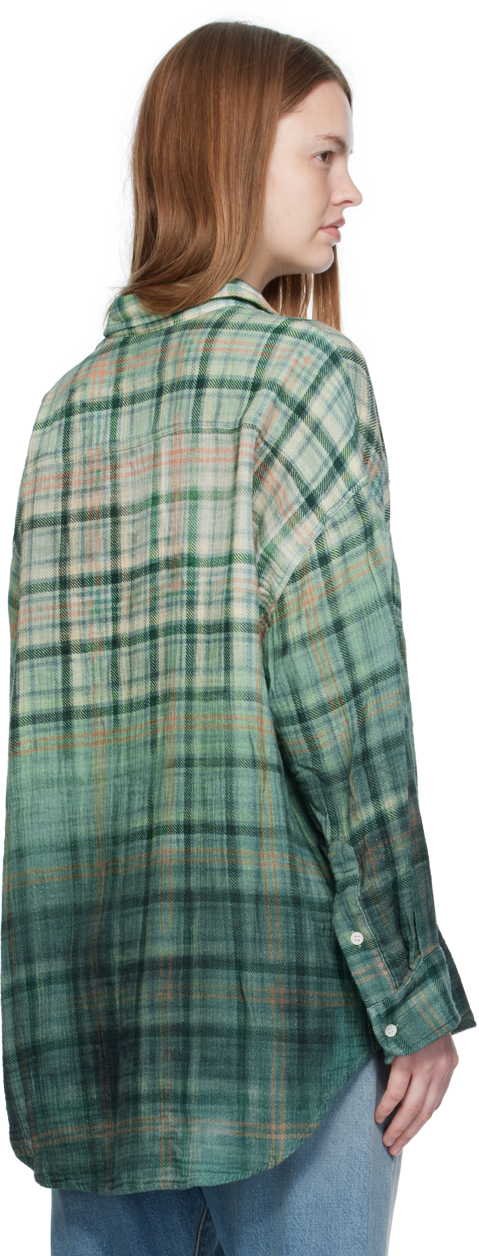 R13 Green Drop Neck Work Shirt In Green