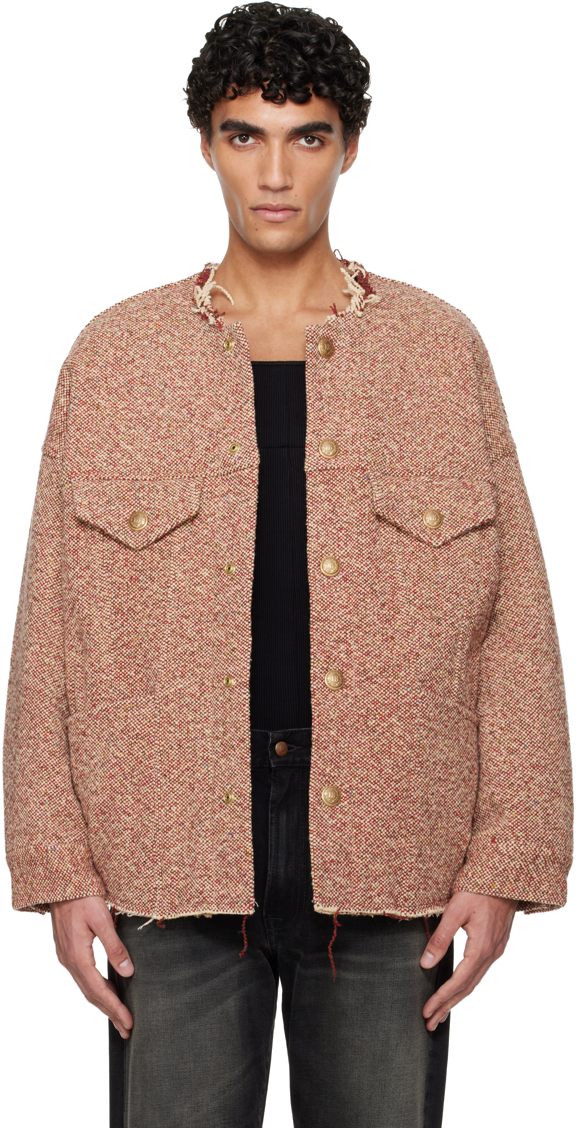 Red Lacey Trucker Jacket by R13 on Sale