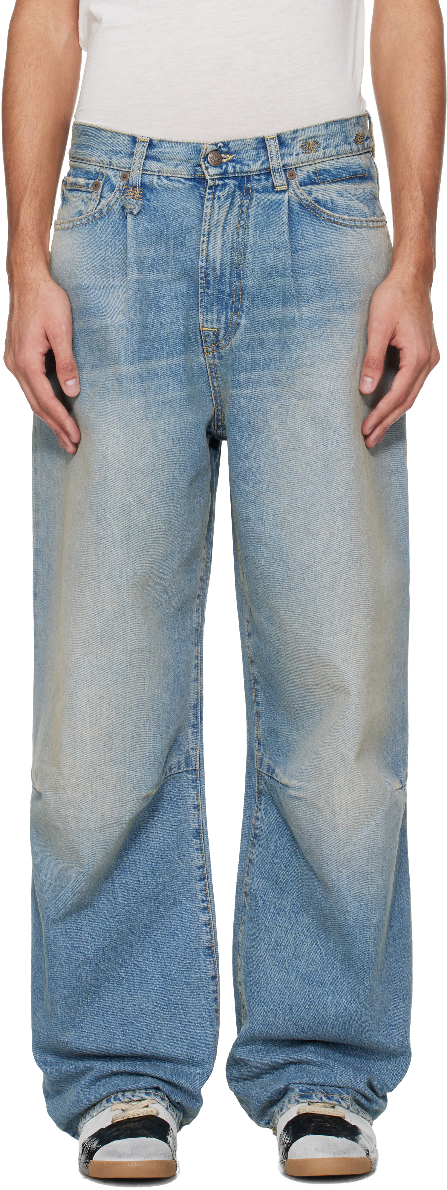 R13: Blue Wayne Articulated Knee Jeans | SSENSE