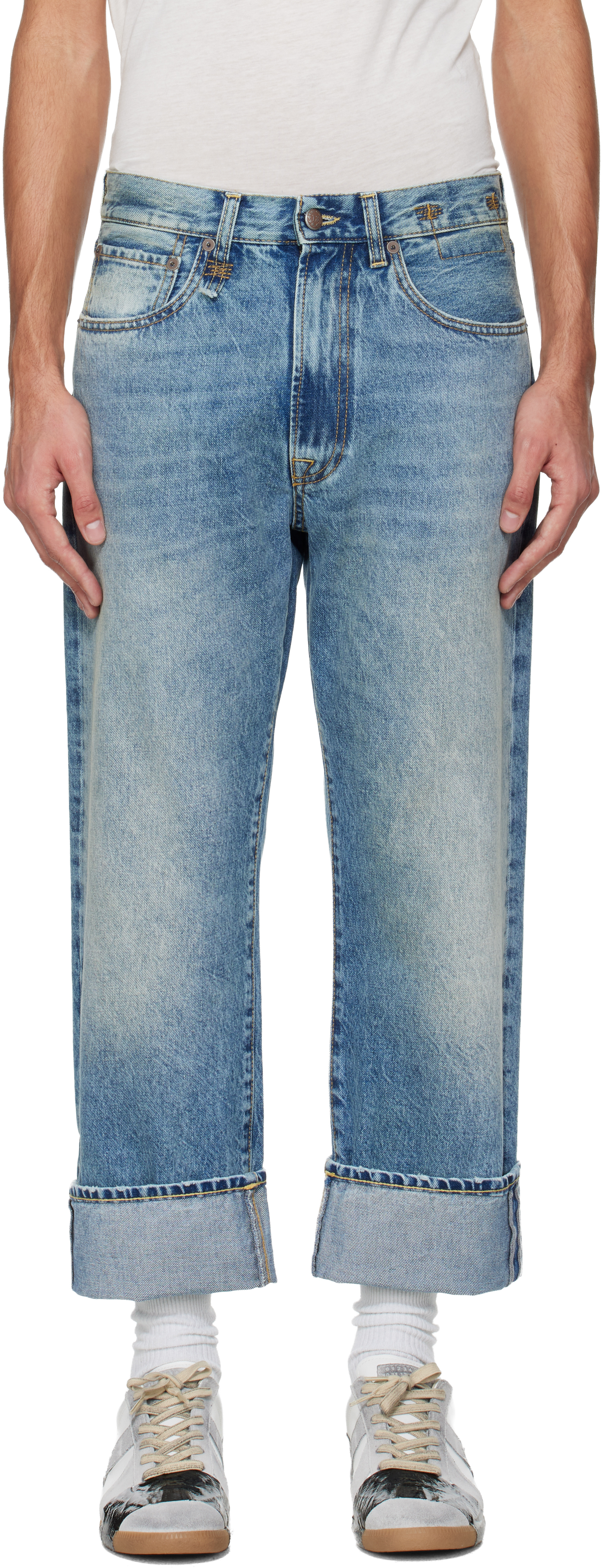 R13 Blue Cuffed X-Boyfriend Jeans