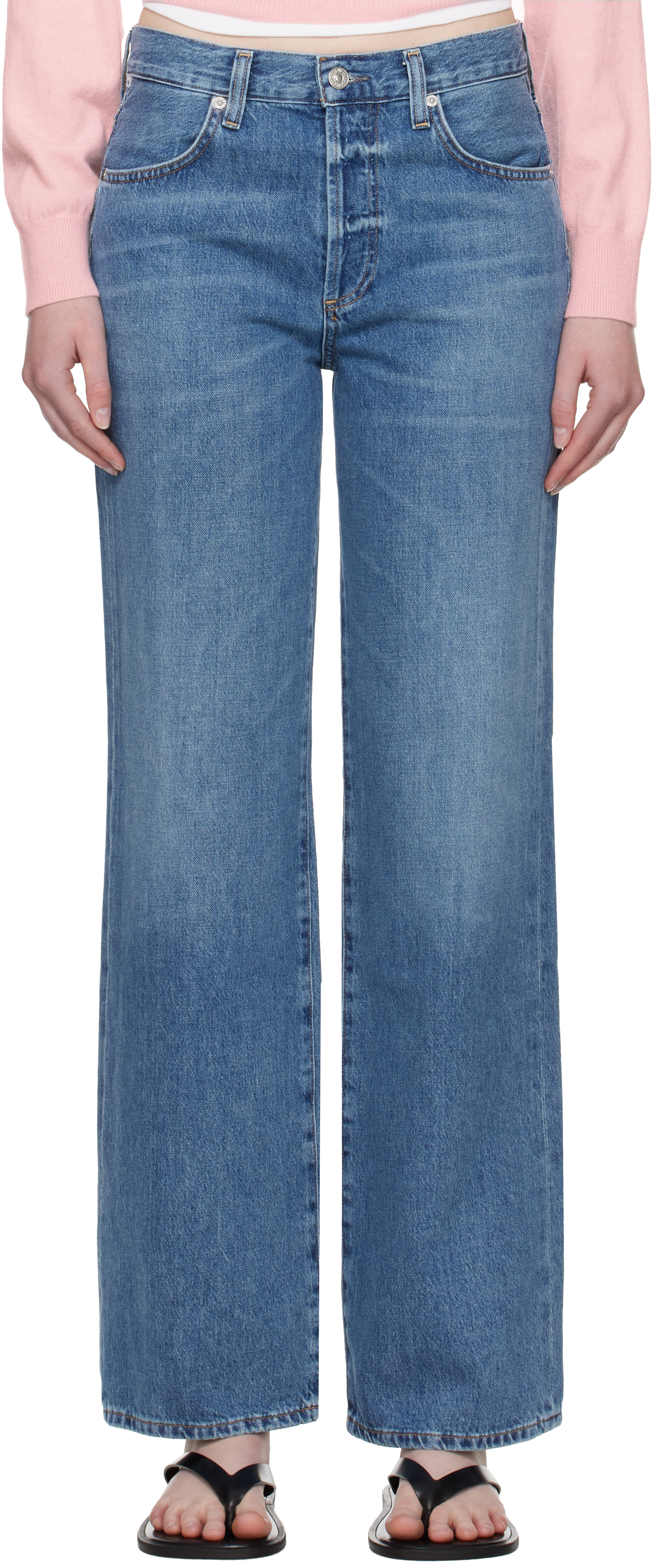 Citizen Of Humanity Blue Annina High Rise Wide Leg 33 Jeans