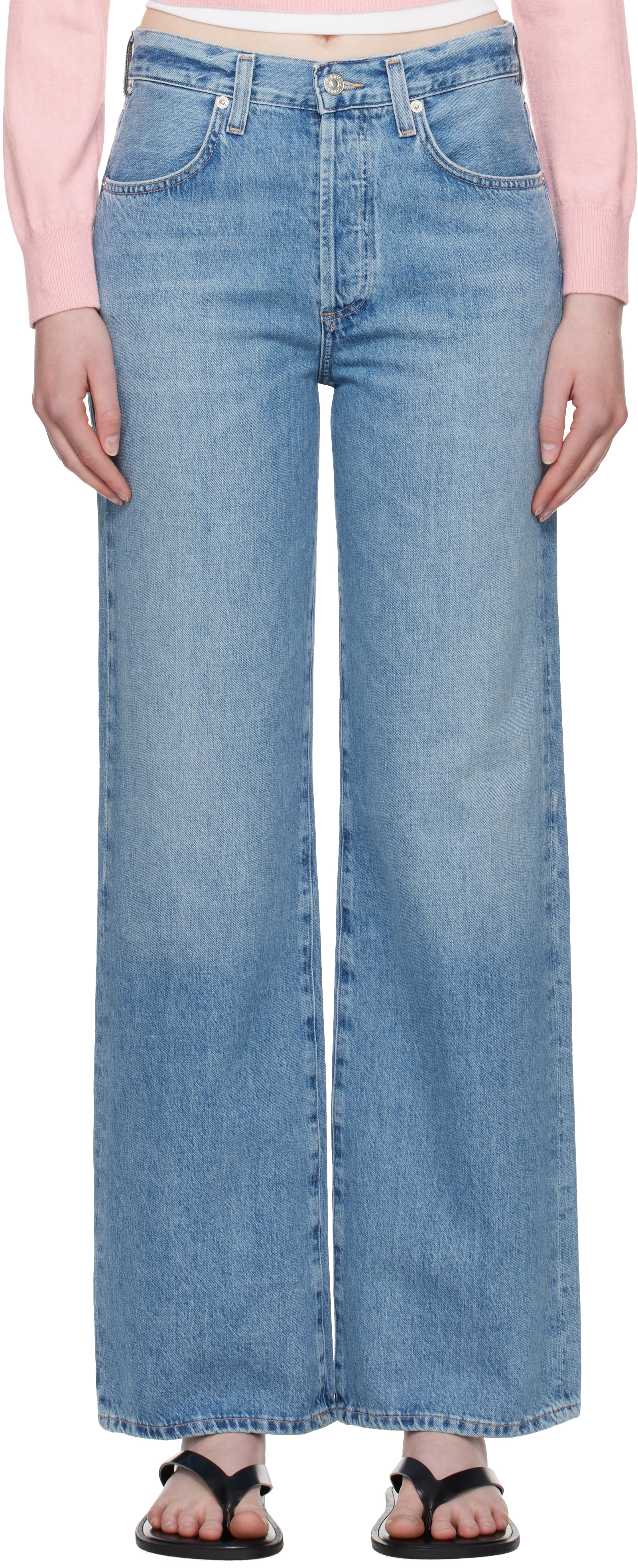 Blue Annina High Rise Wide Leg 33 Jeans