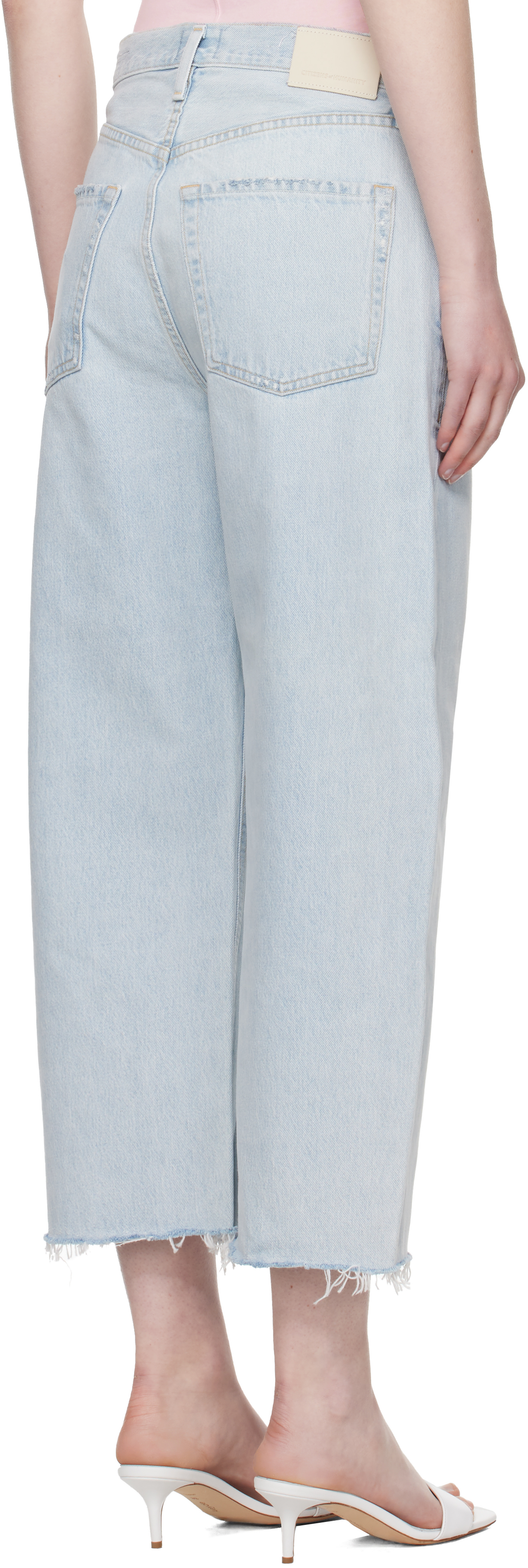 Citizen Of Humanity Blue Ayla Raw Hem Crop Jeans