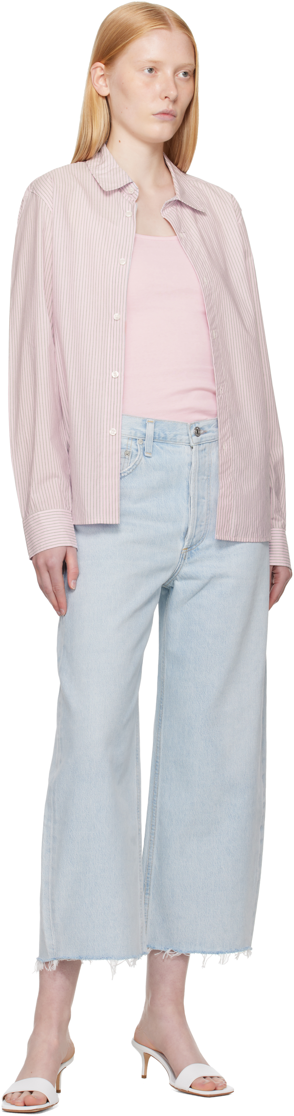 Citizen Of Humanity Blue Ayla Raw Hem Crop Jeans