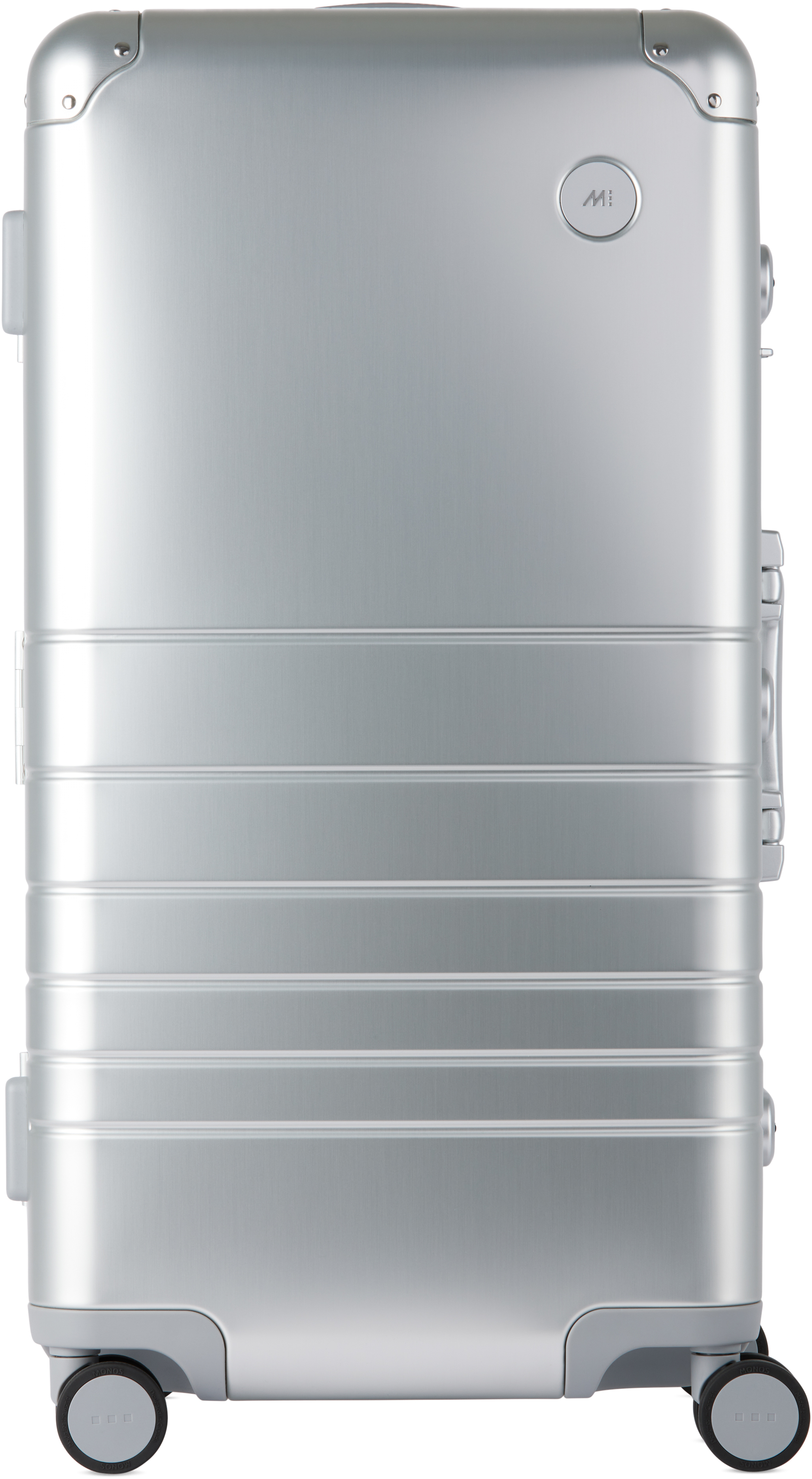 Monos Silver Aluminum Trunk Suitcase