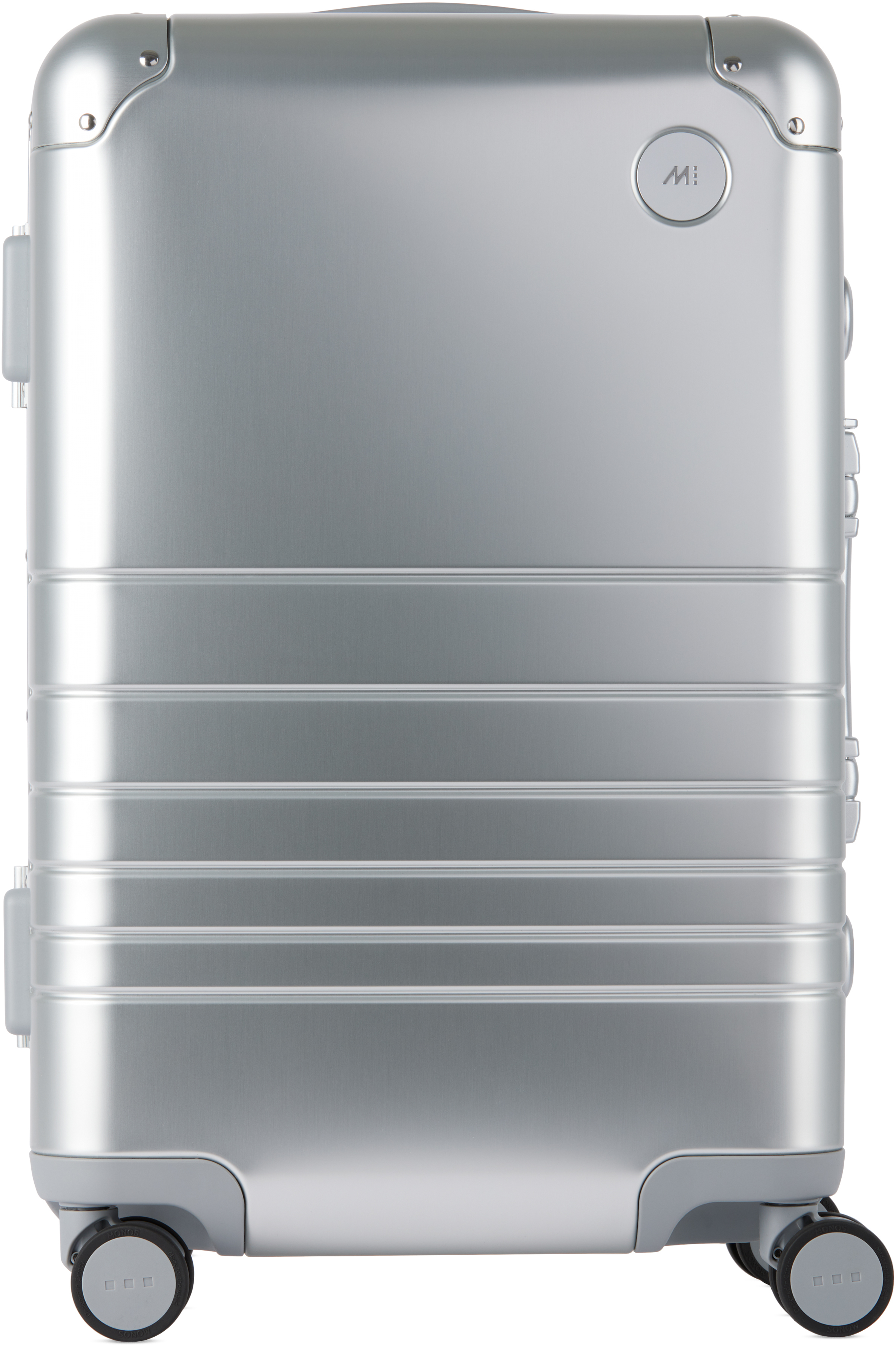 Monos Silver Aluminum Carry-on Plus Suitcase