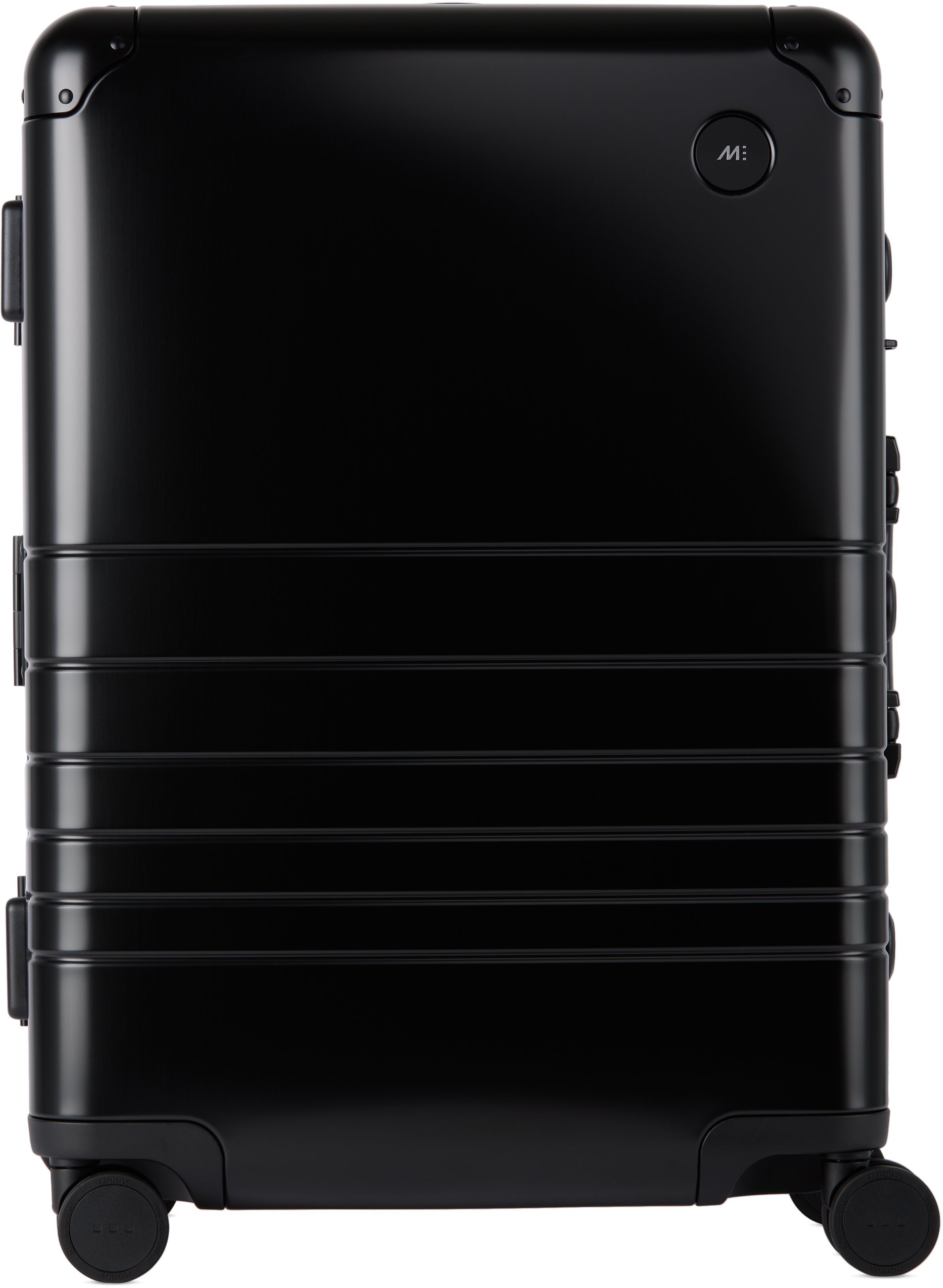 Monos Black Aluminum Check-in Medium Suitcase