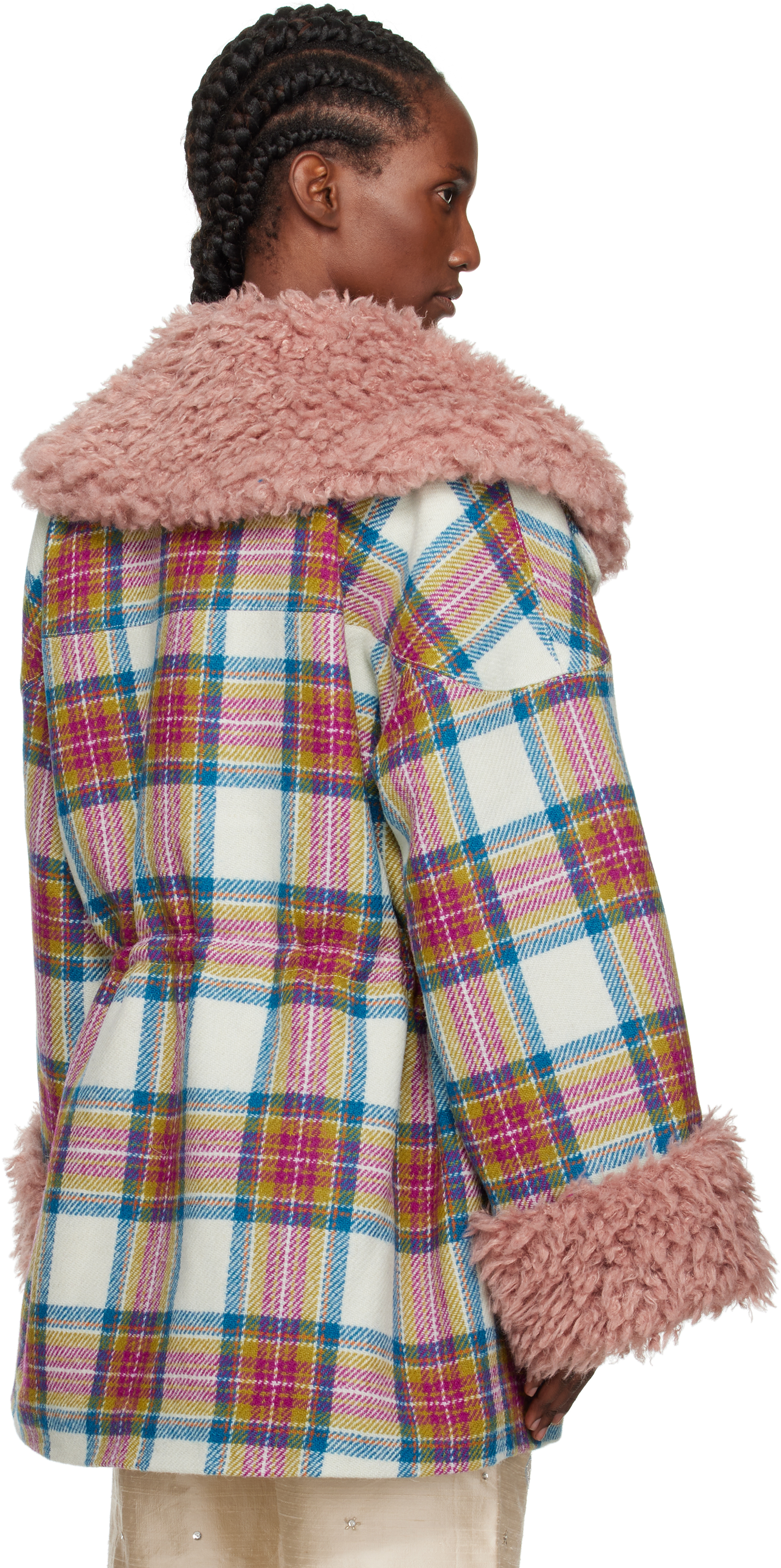Caro Editions White & Pink Harris Tweed Connie Coat