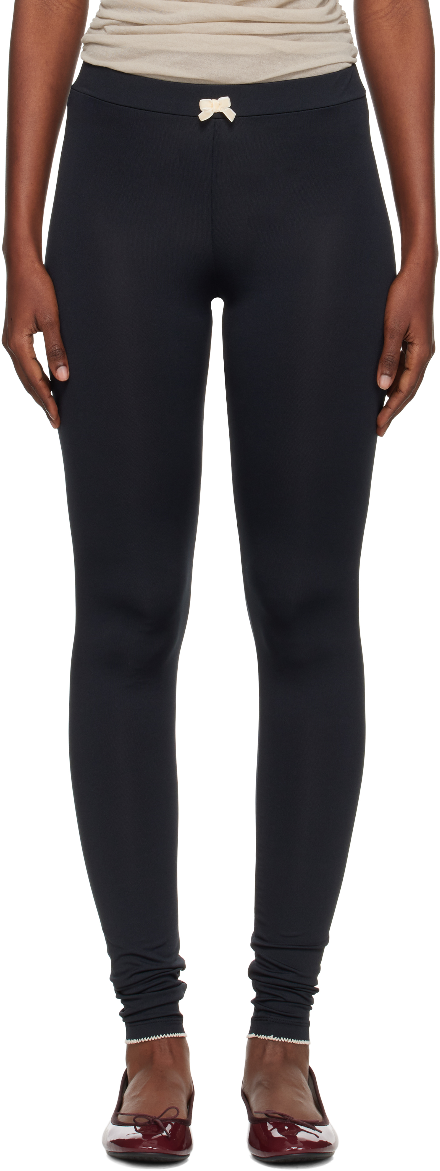Caro Editions Black Jersey Leggings In Black