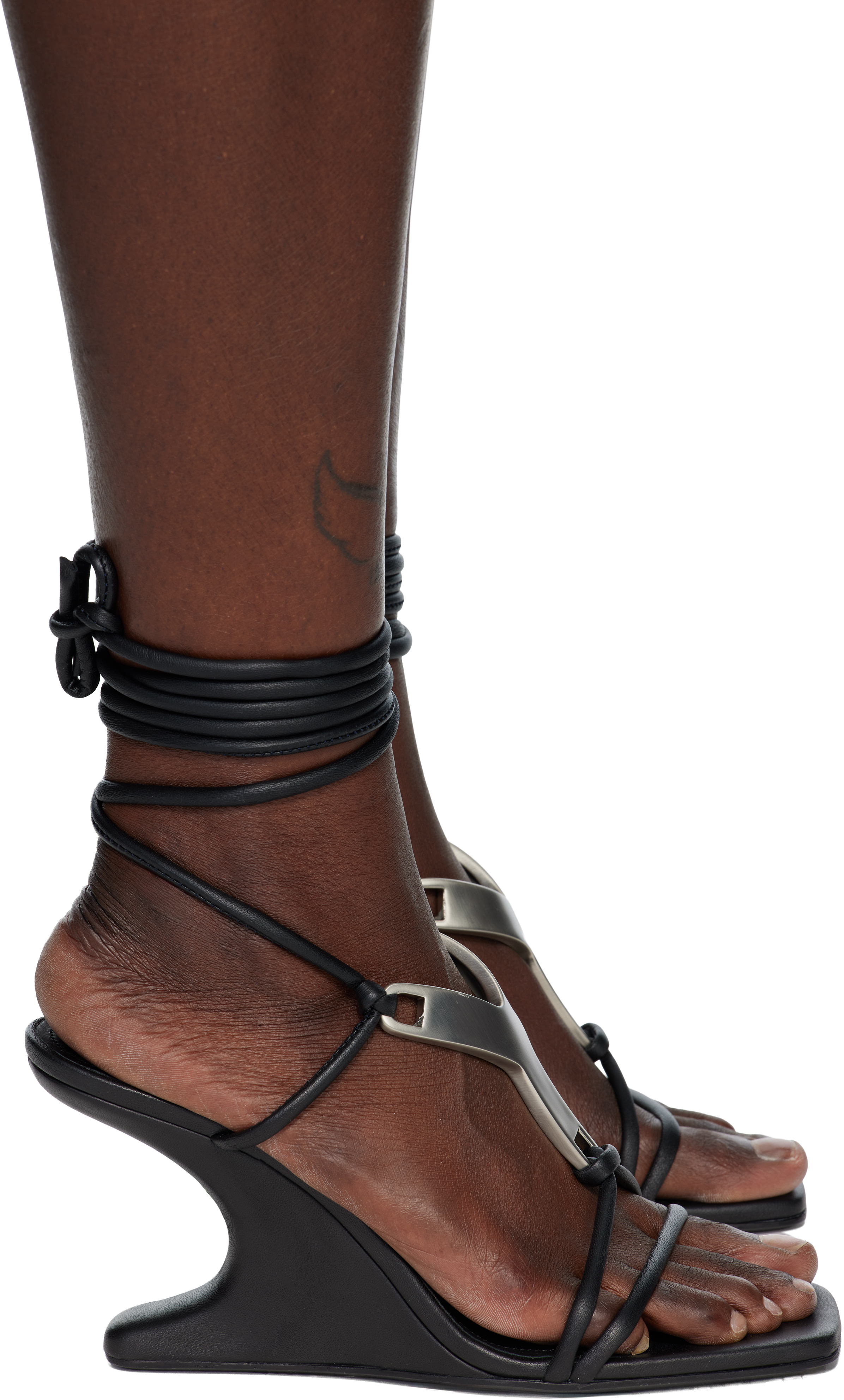 Rick Owens Black Concordians Cantilever 8 Hydra Heeled Sandals In Animal Print