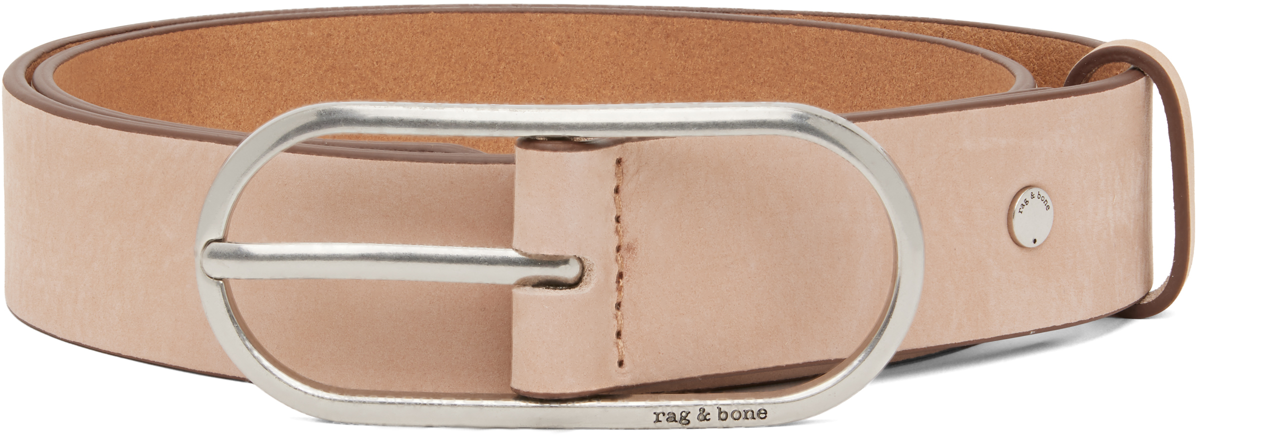 Beige Rounded Rebound Suede Belt