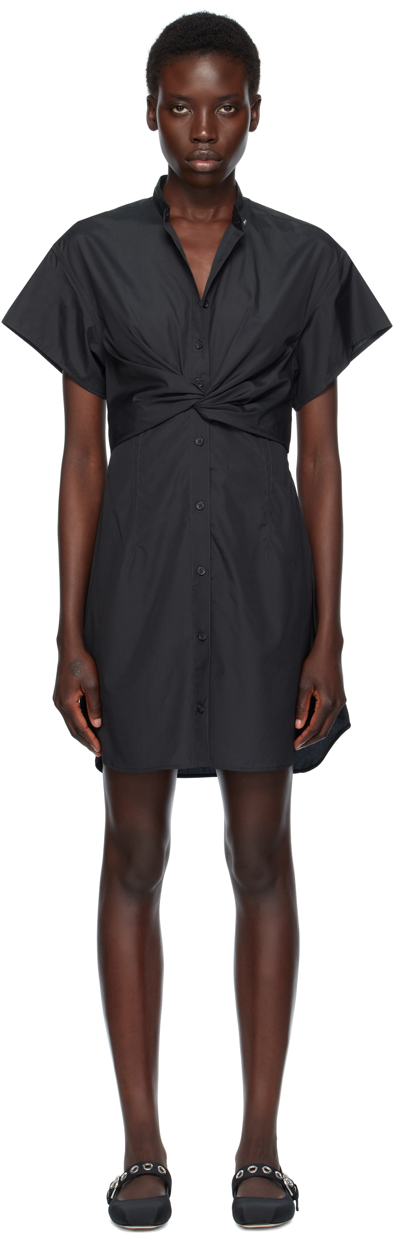 Black Gretchen Shirt Minidress