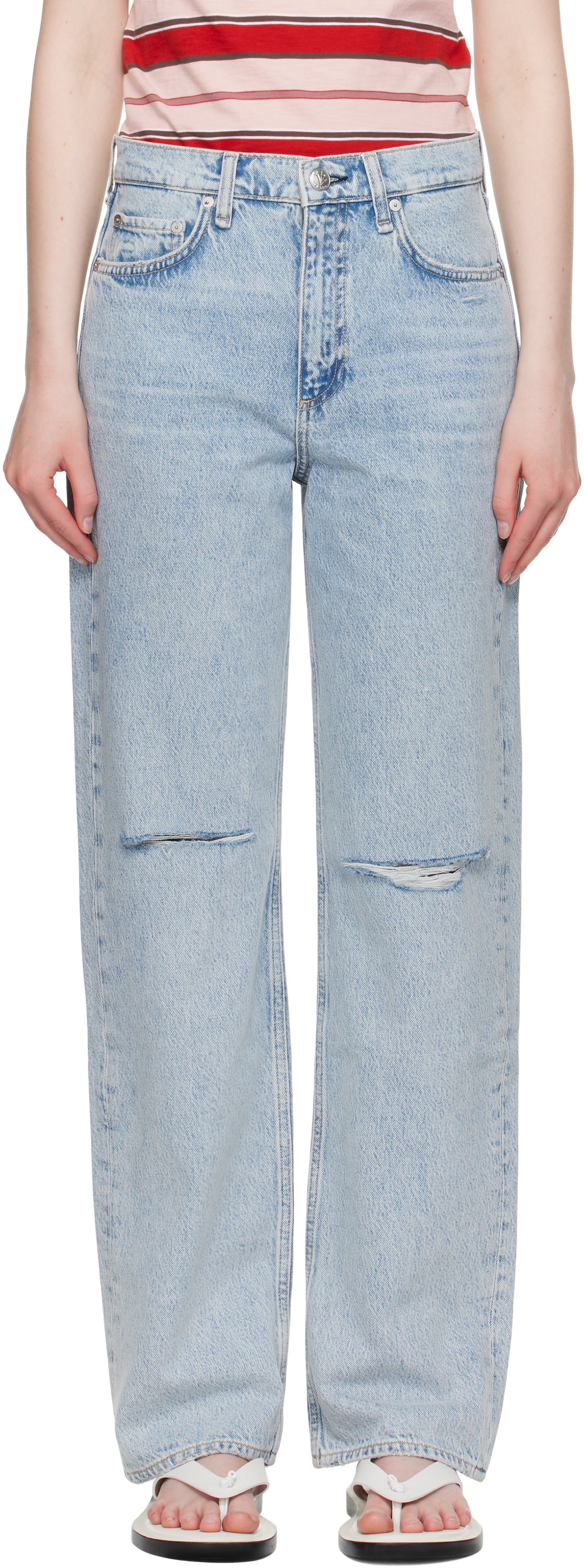 Blue Straight Shea Relaxed High Rise Jeans