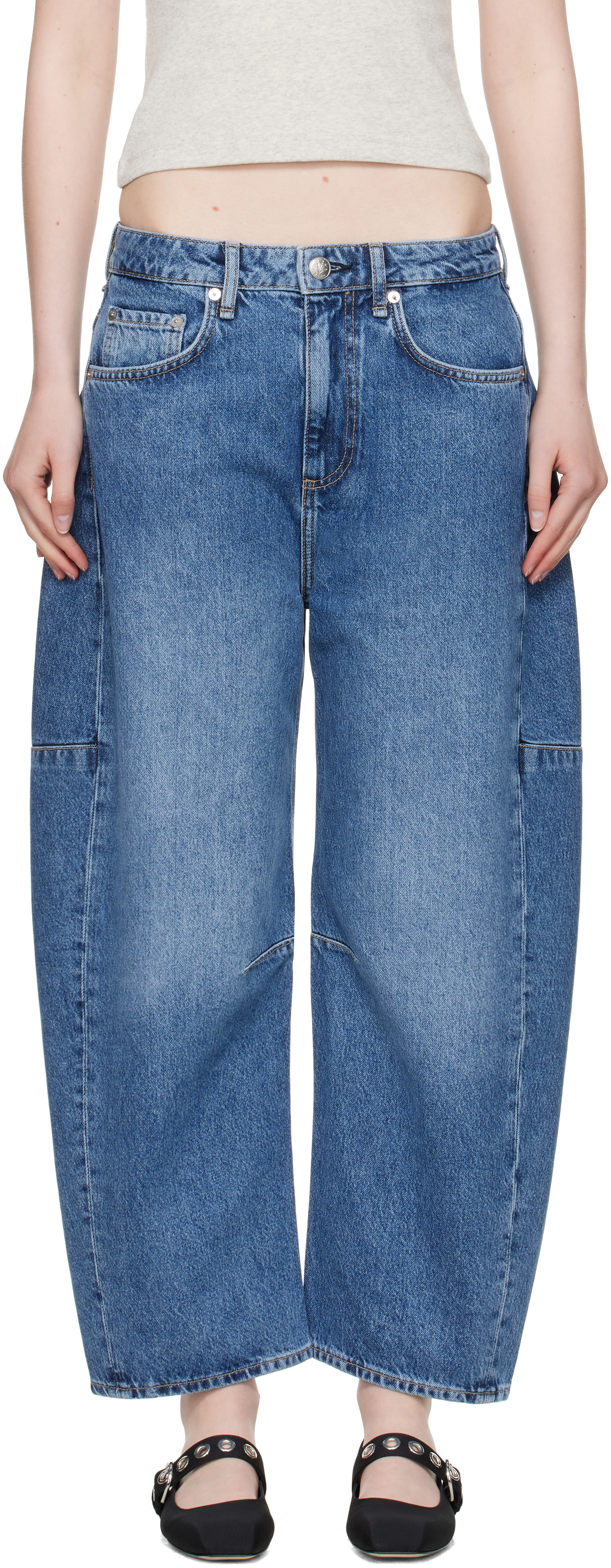 rag & bone: Blue Charlie Ankle-Length Barrel Jeans | SSENSE