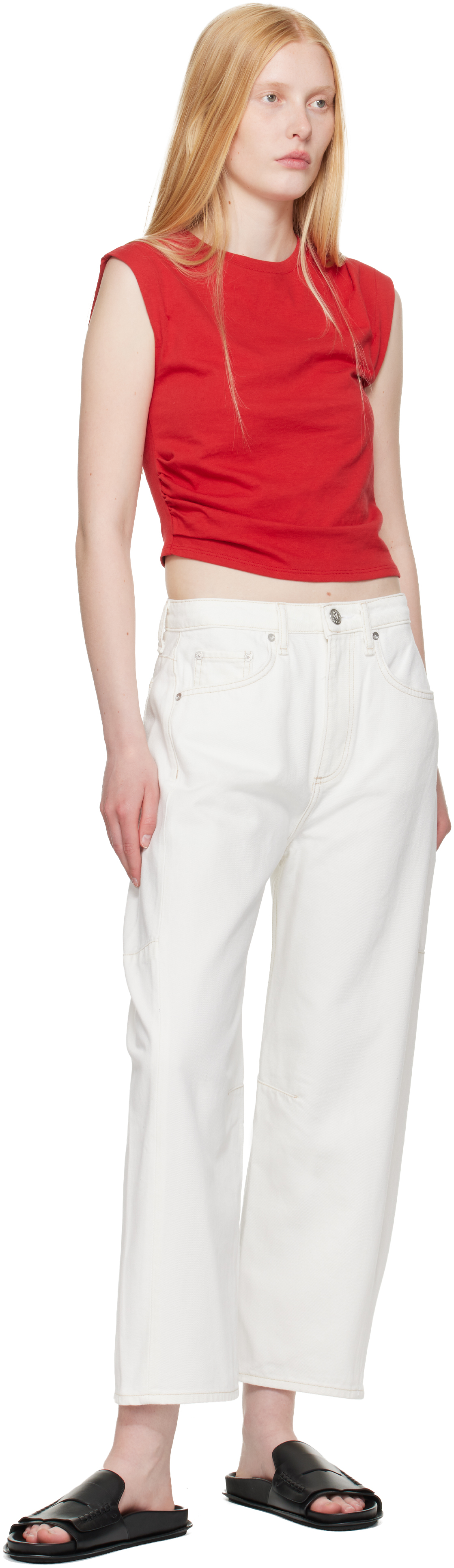 Rag & Bone White Charlie Ankle-length Barrel Jeans