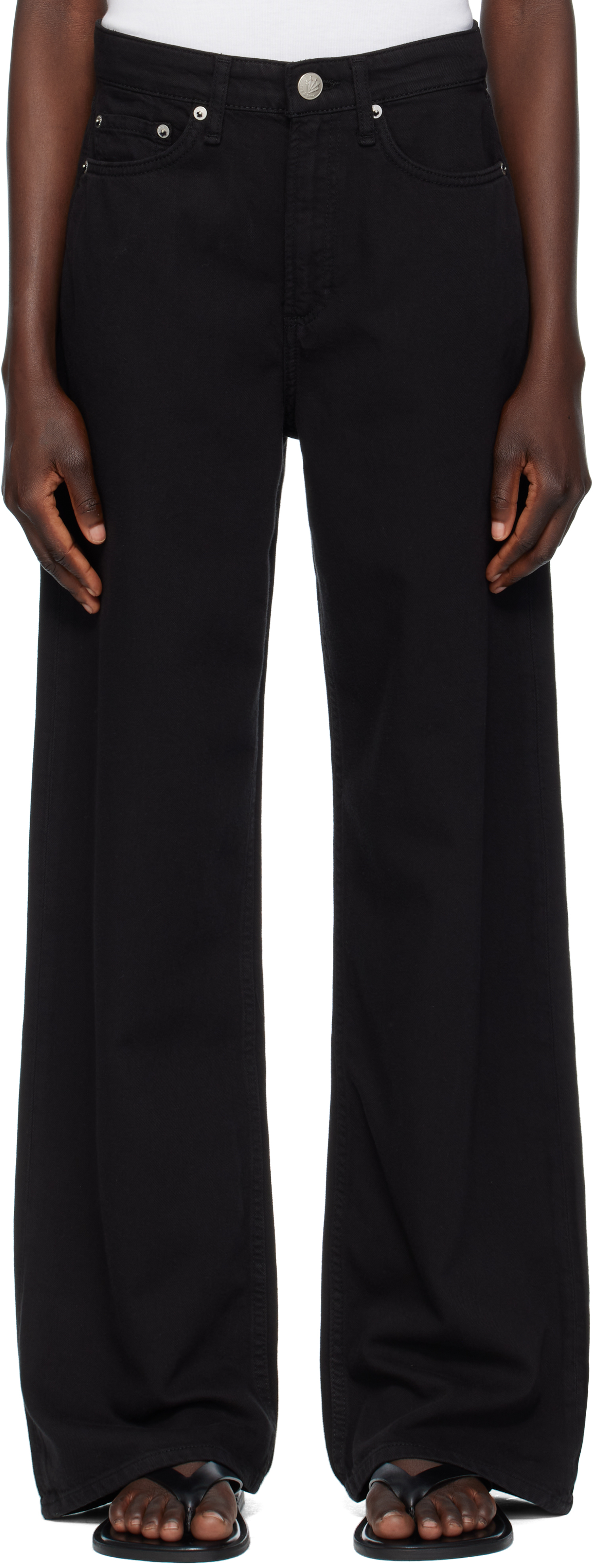 Rag & Bone Black Featherweight Logan Wide-leg Jean