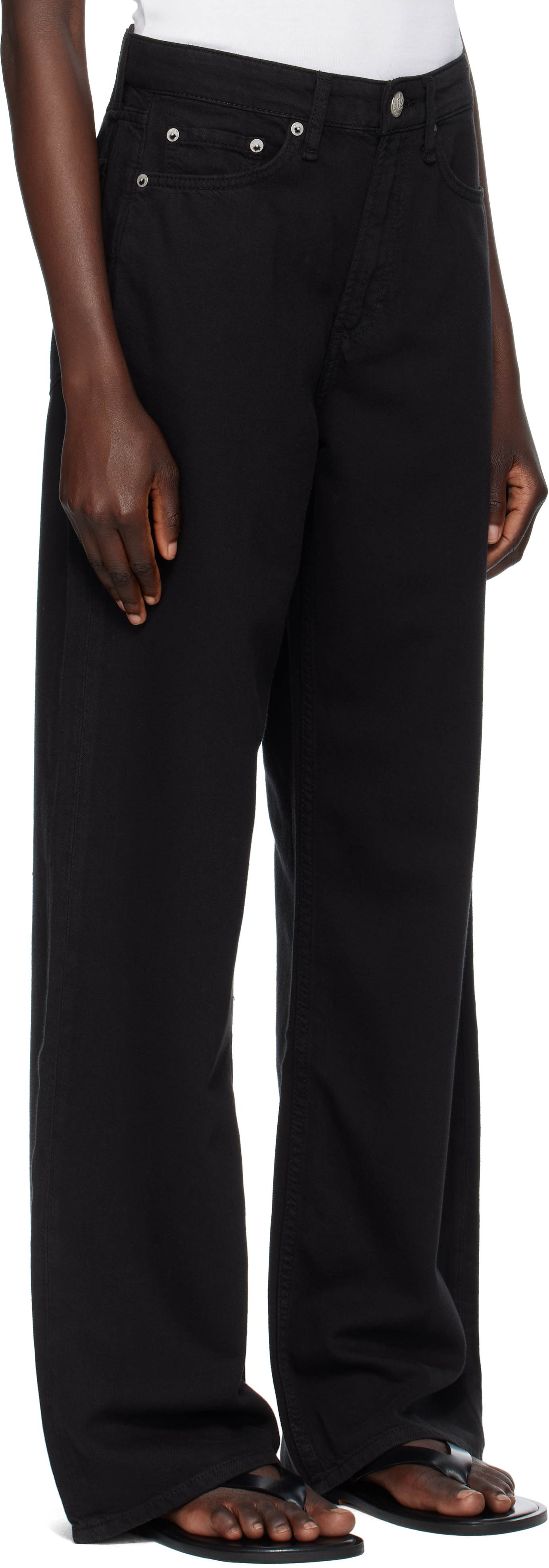 Rag & Bone Black Featherweight Logan Wide-leg Jean