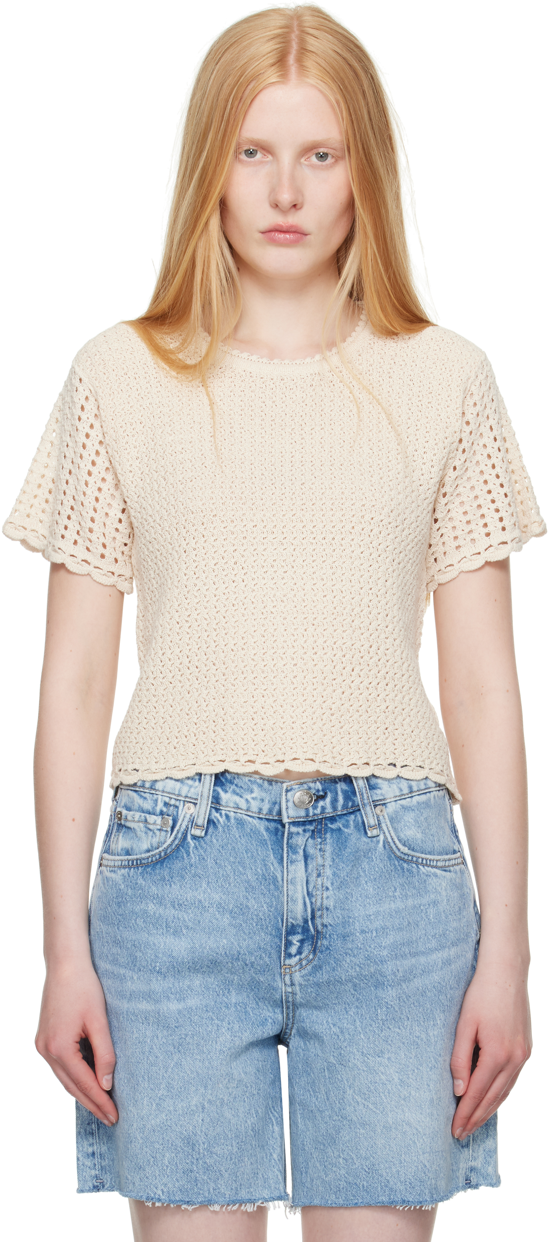 【関税込み】rag & bone ベージュ Khloe 半袖Tシャツ rag & bone: ベージュ Khloe 半袖Tシャツ | SSENSE 日本