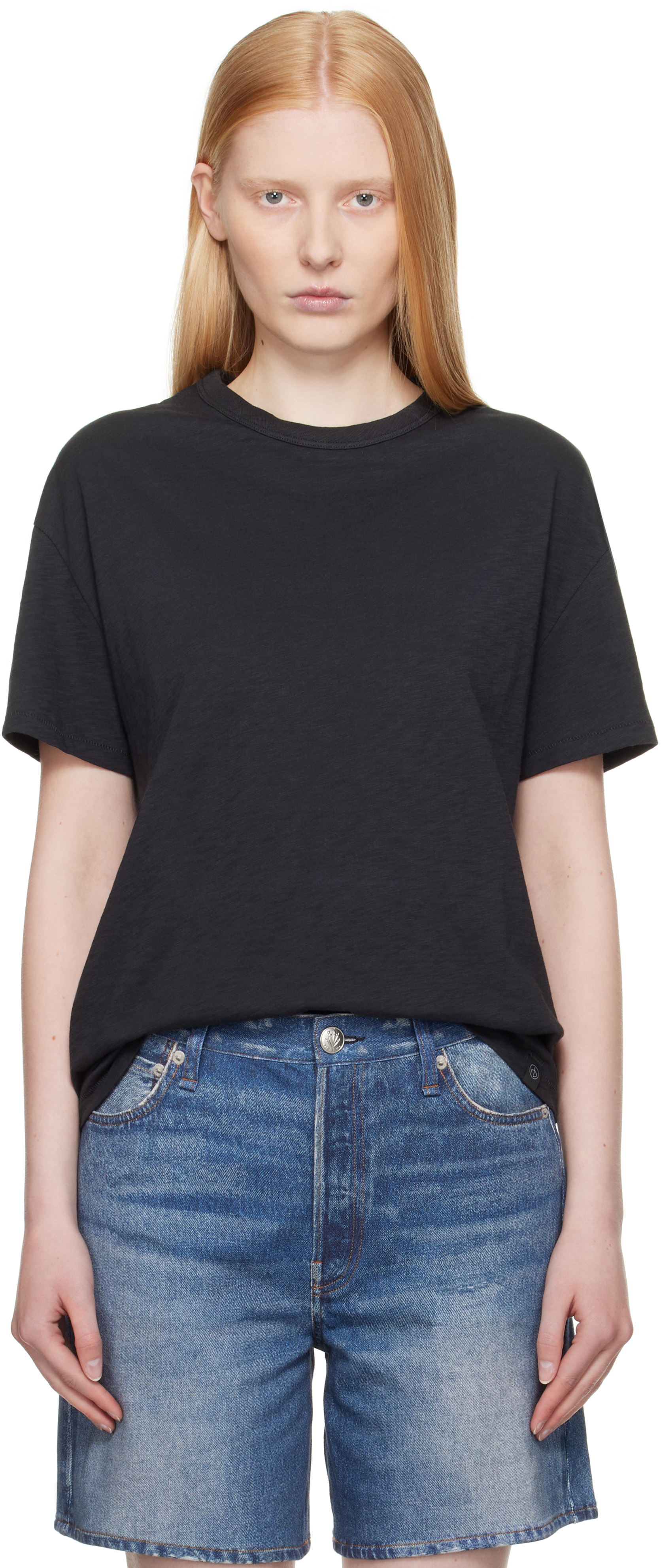 Black Mini Slub Boyfriend T-shirt