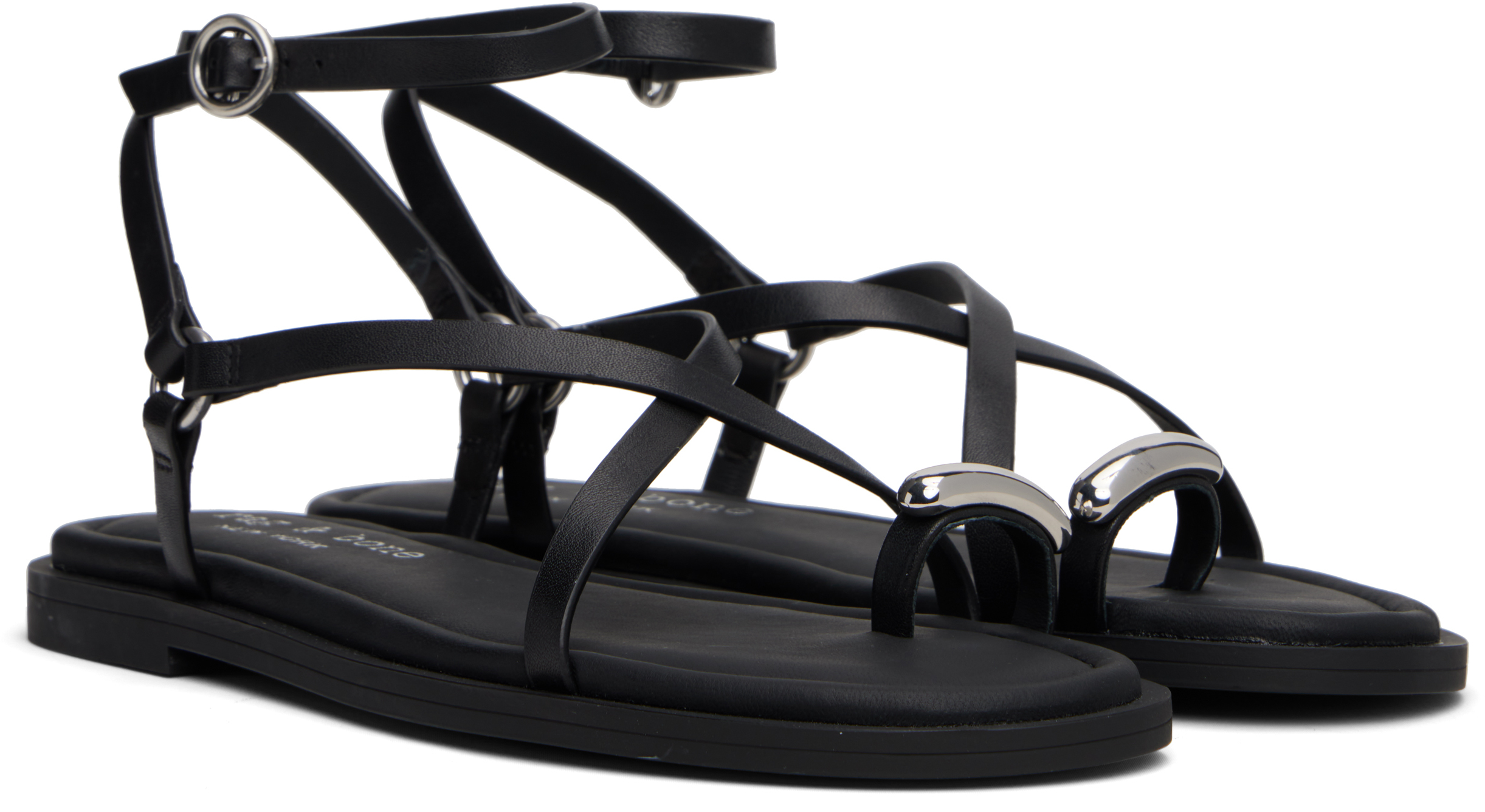 Rag & Bone Black Geo Toe Ring Sandals