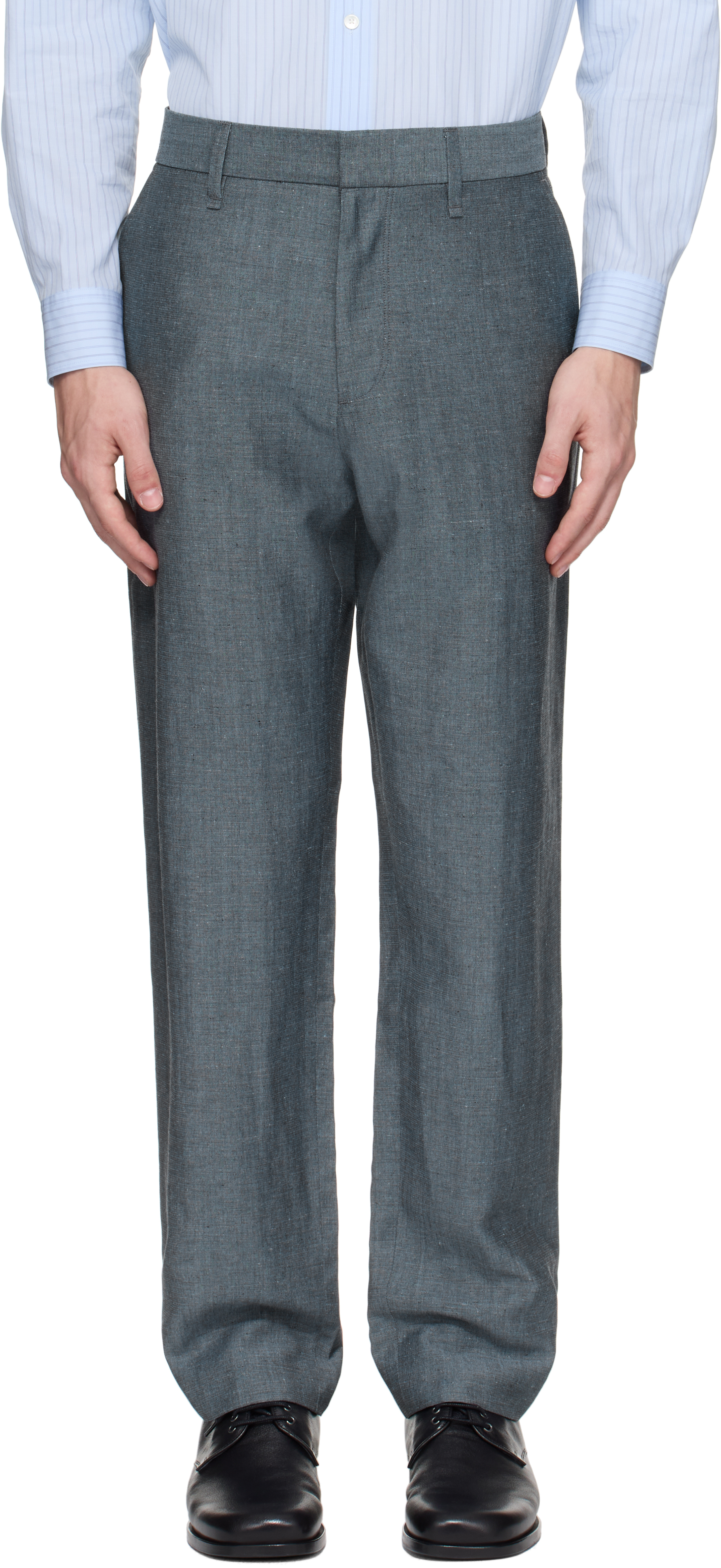 Blue Evan Wool-Blend Trousers