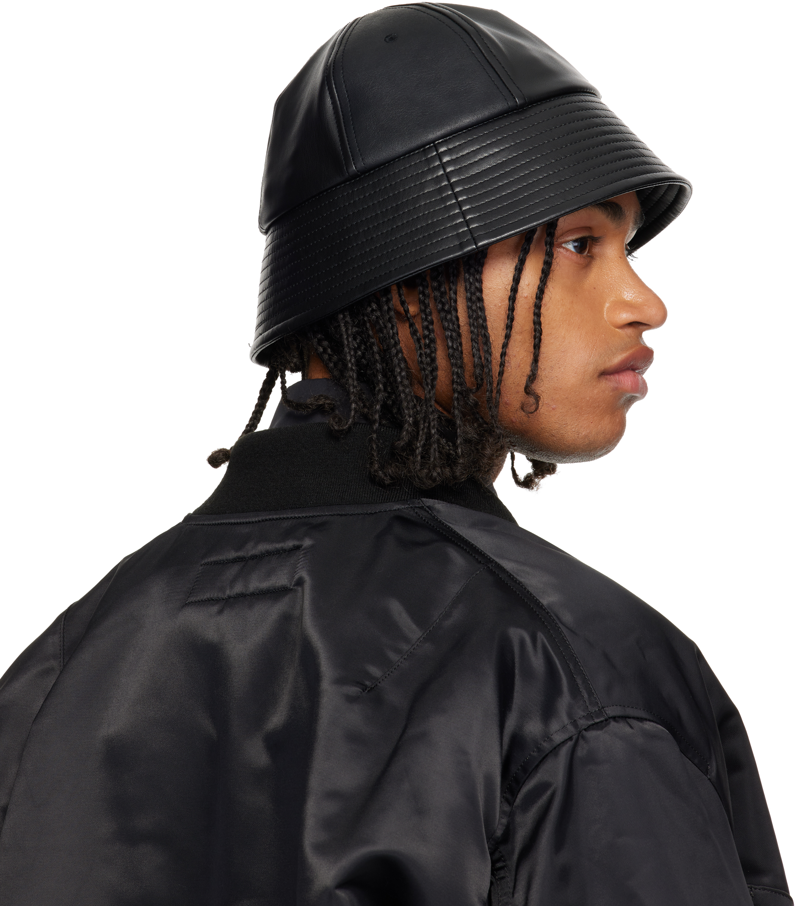 Comme Des Garçons Homme Deux Black Synthetic Leather Mix Bucket Hat In Black