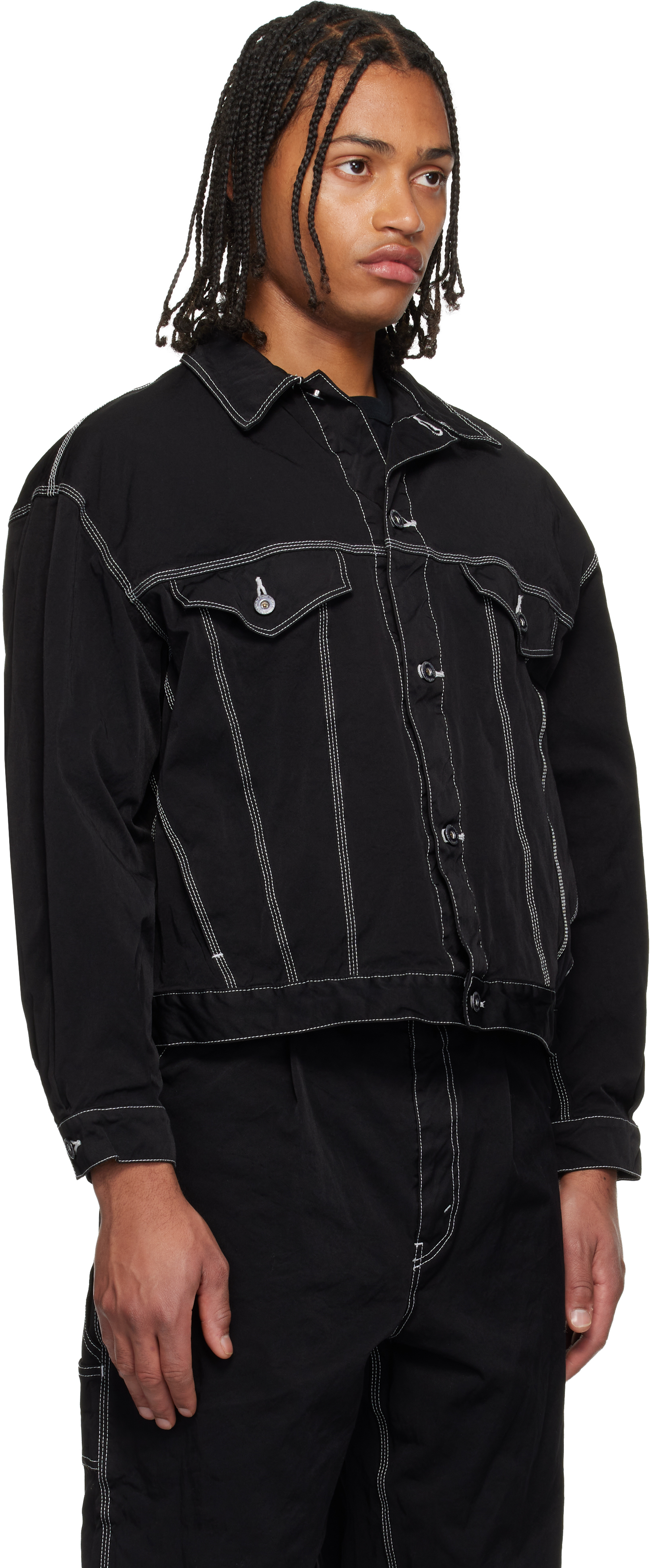 Comme Des Garçons Homme Deux Denim Jacket With Notched Lapels And Pockets In Black