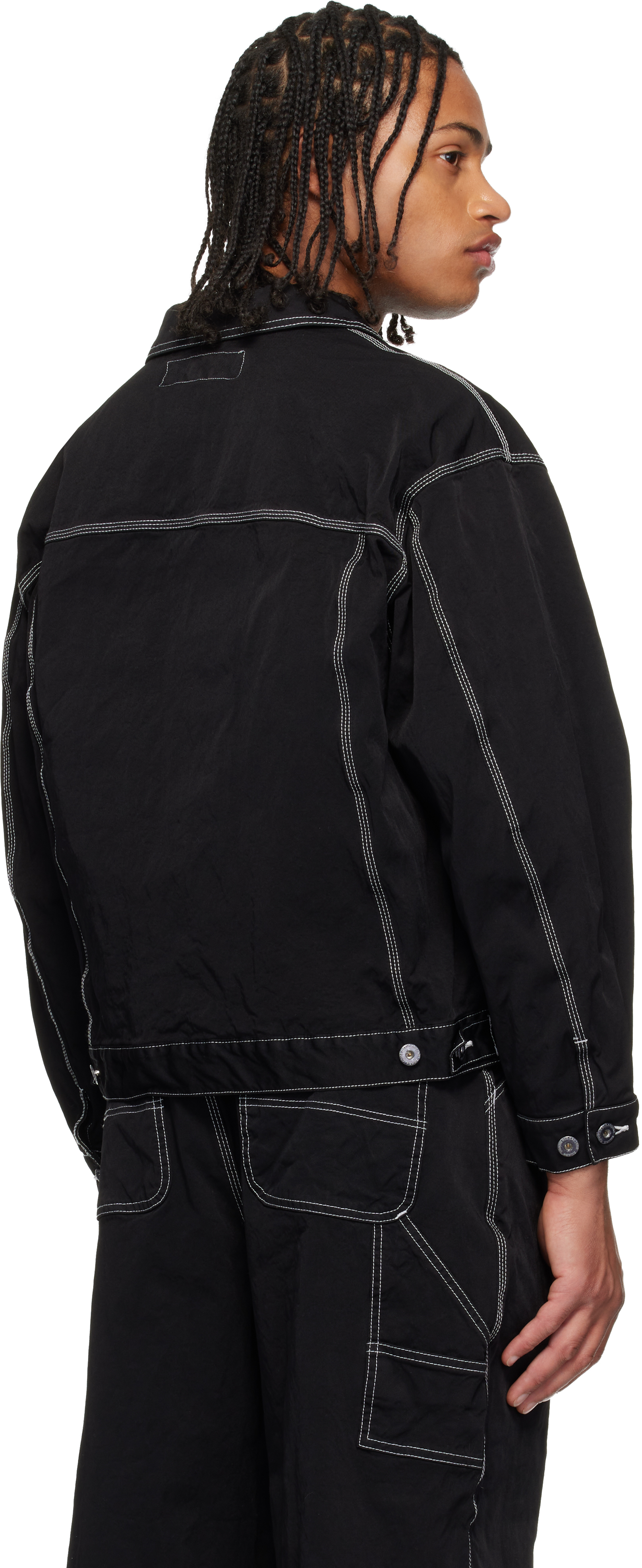 Comme Des Garçons Homme Deux Denim Jacket With Notched Lapels And Pockets In Black