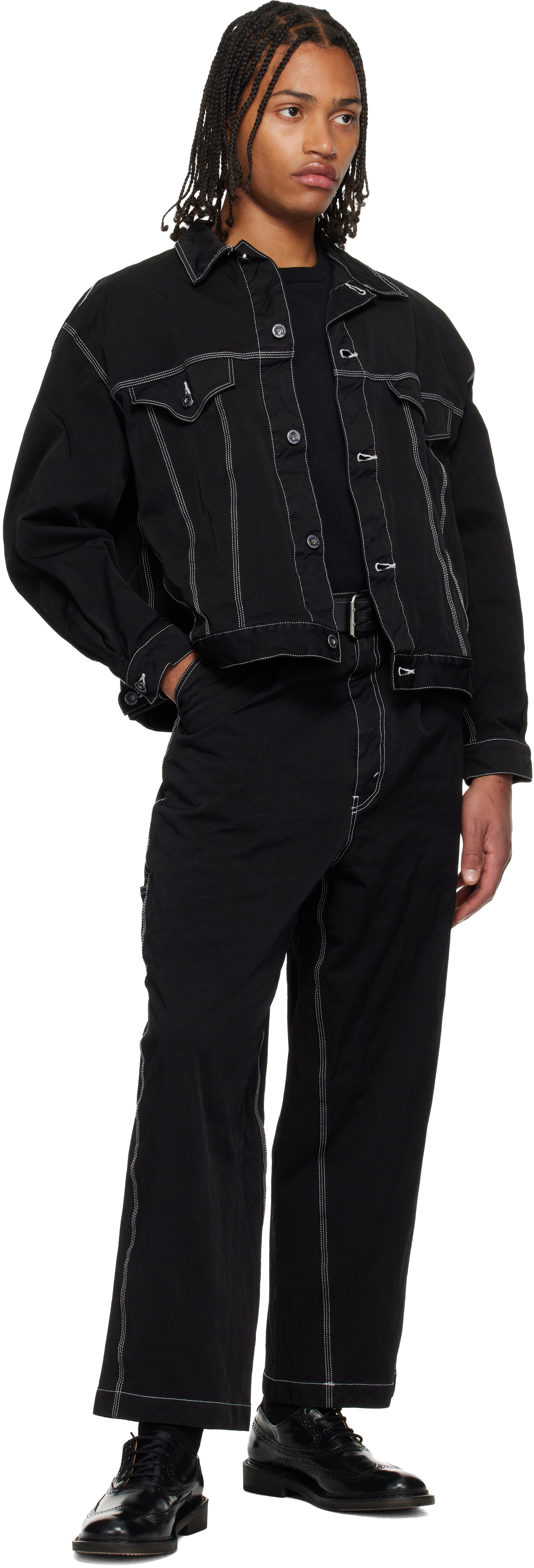 Comme Des Garçons Homme Deux Denim Jacket With Notched Lapels And Pockets In Black