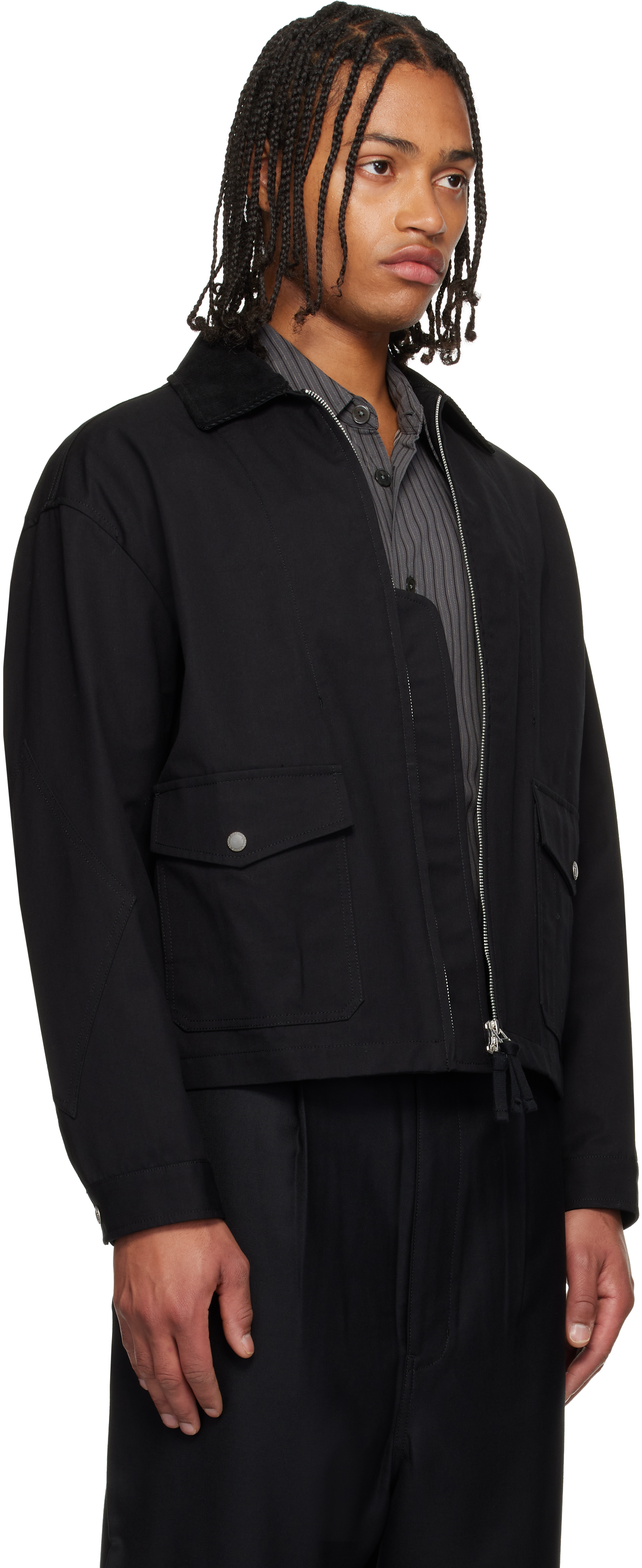 Comme Des Garçons Homme Deux Black Cotton Nylon Cordura Triple Layer Jacket In Black