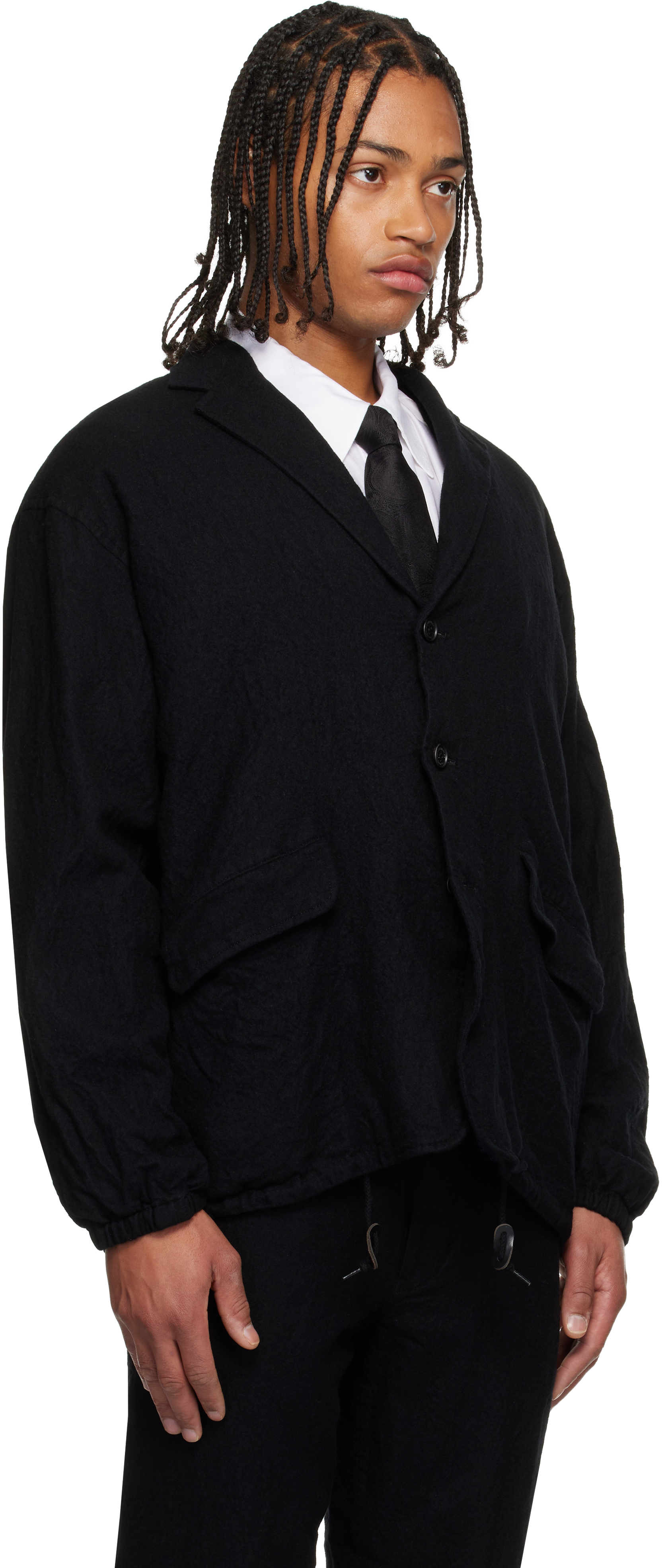 Comme Des Garçons Homme Deux Black Wool Serge Blazer In Black