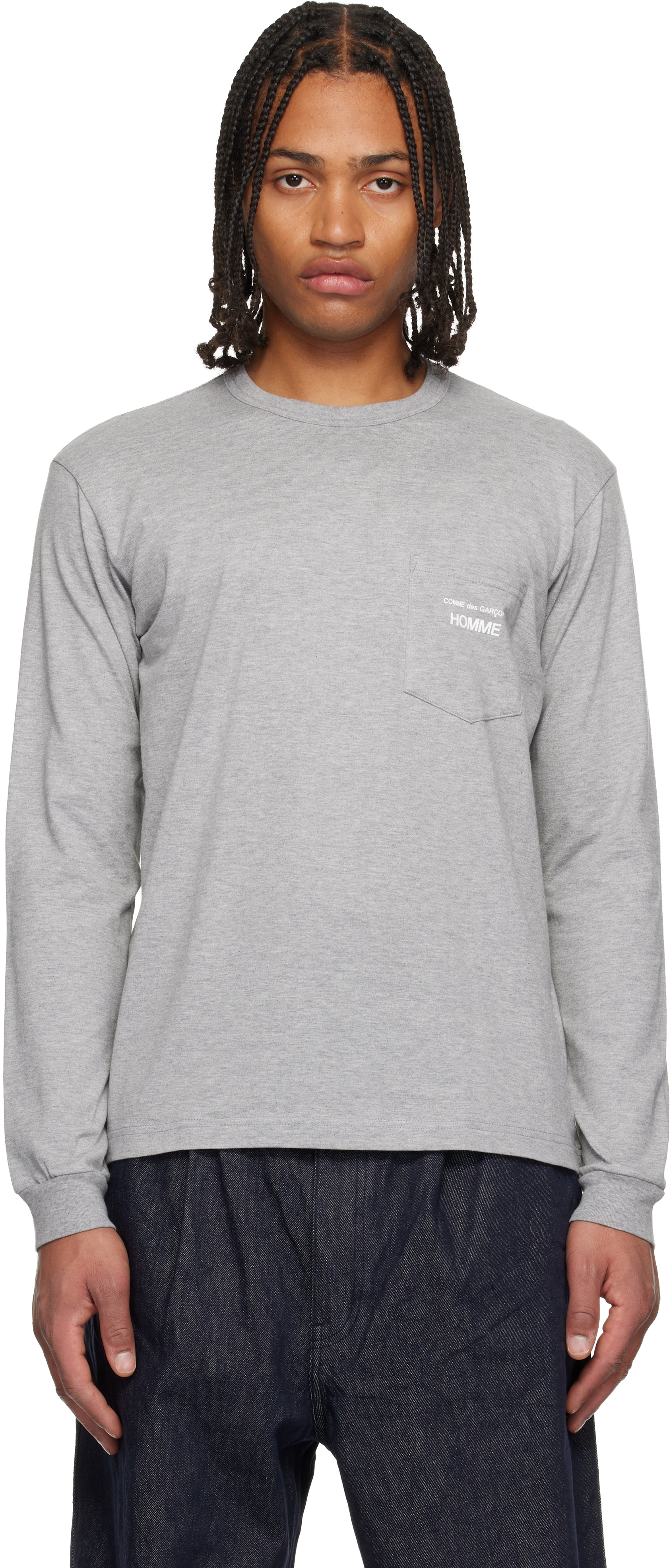 Comme Des Garçons Homme Deux Gray Cotton Jersey Garment Print T-shirt In Gray